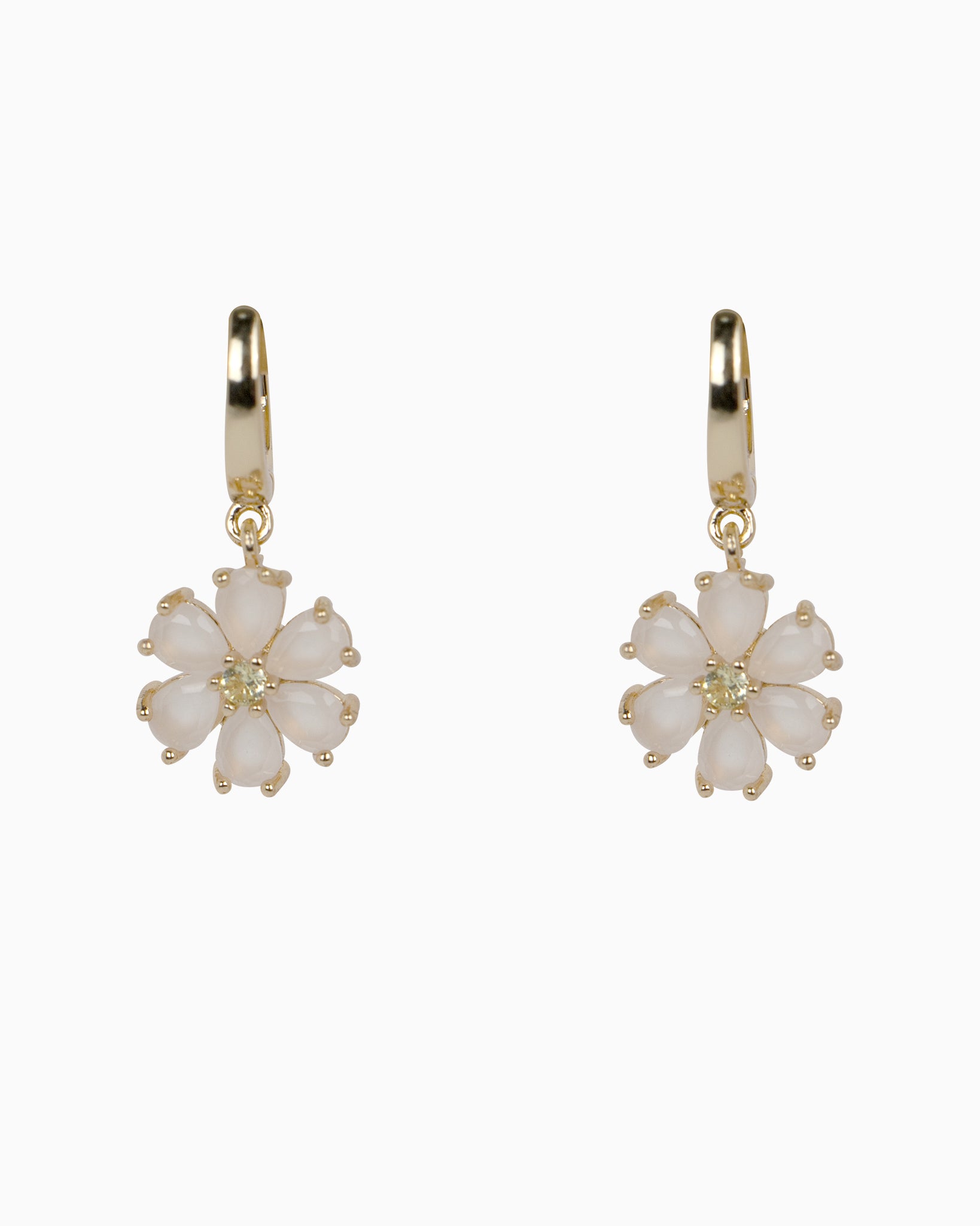 Opal Petal Bloom Huggie Earrings