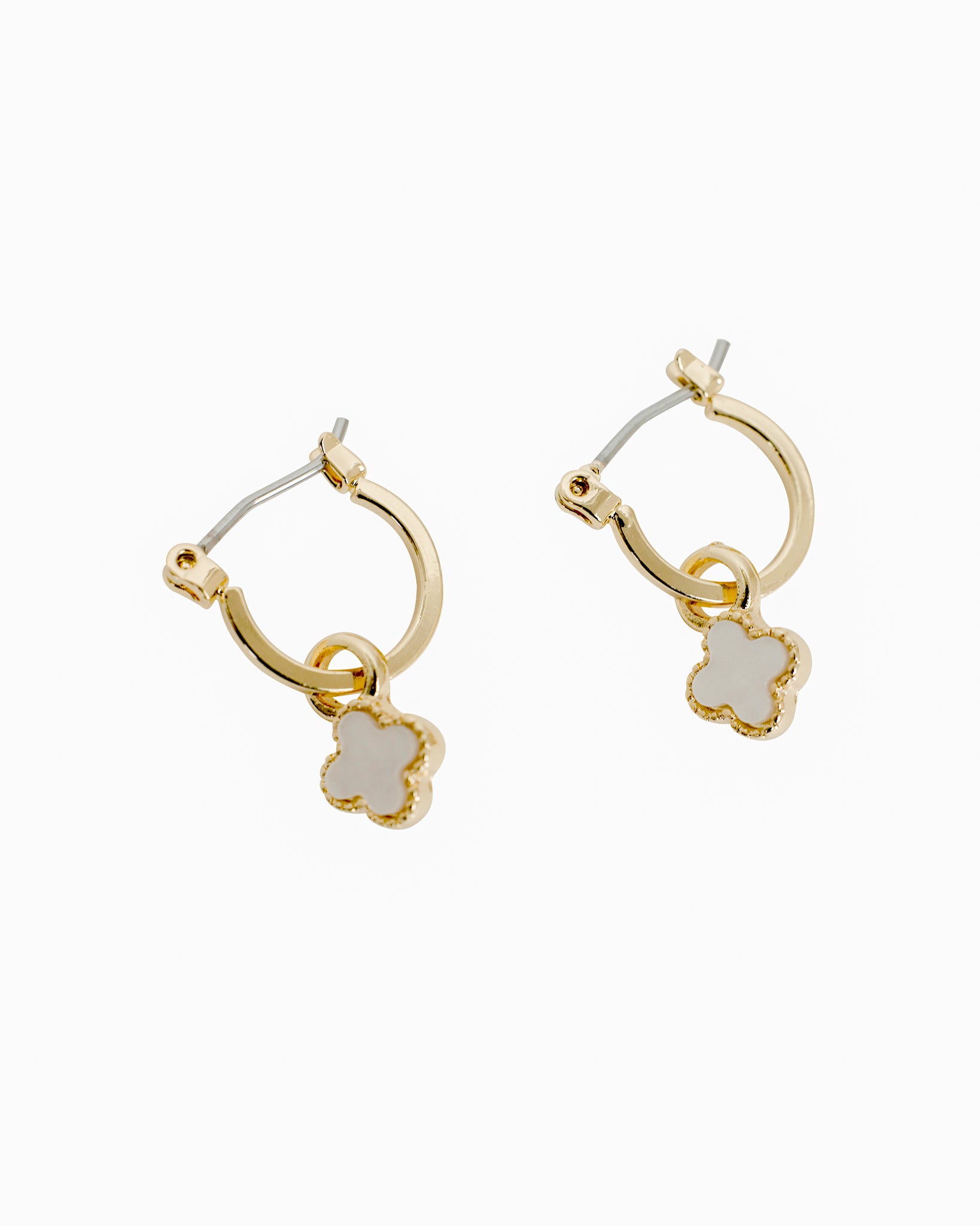 Lucky Clover Charm Hoop Earrings