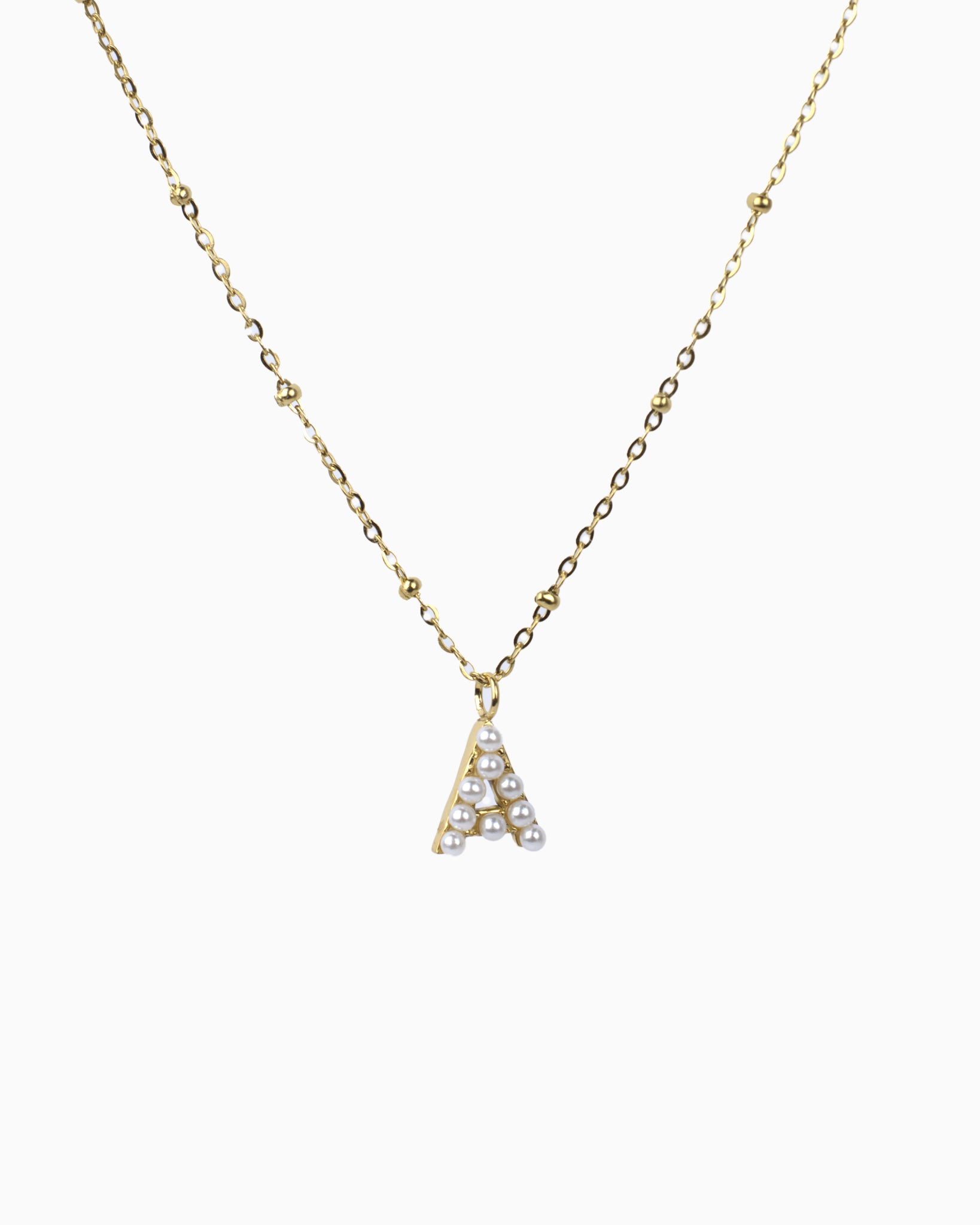 Personalized Letter Pendant Pearl Initial Necklace Water Resistant