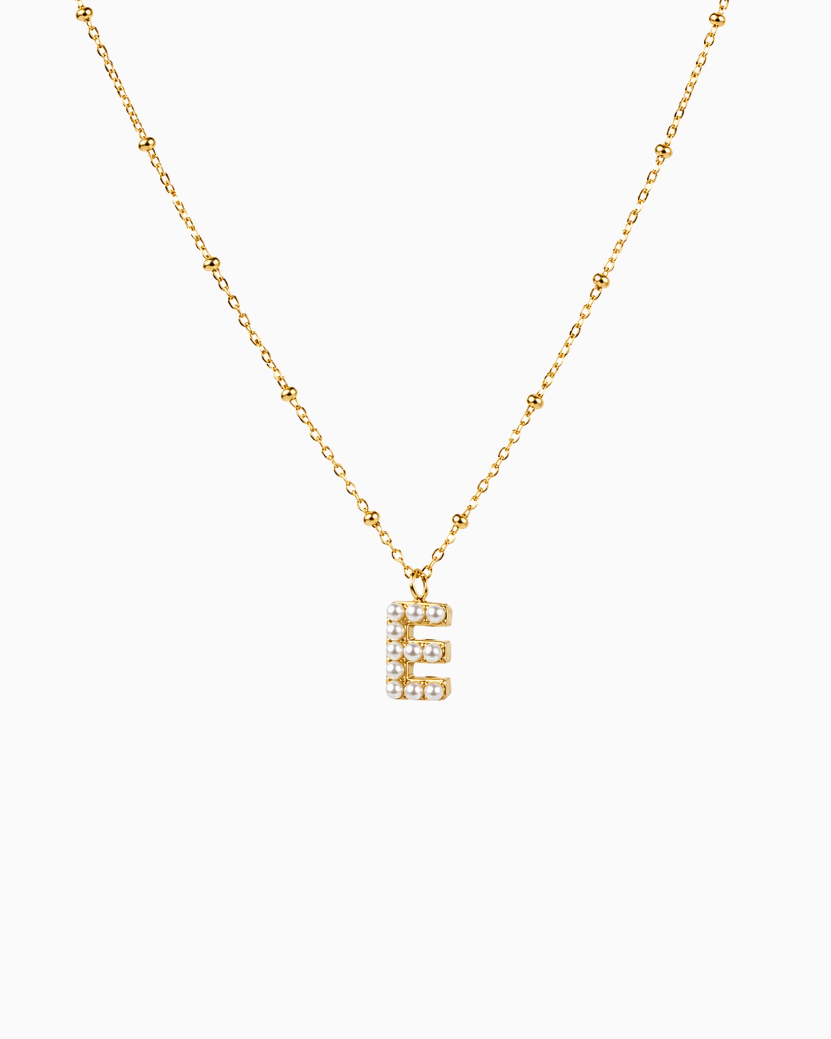 Personalized Letter Pendant Pearl Initial Necklace Water Resistant-4