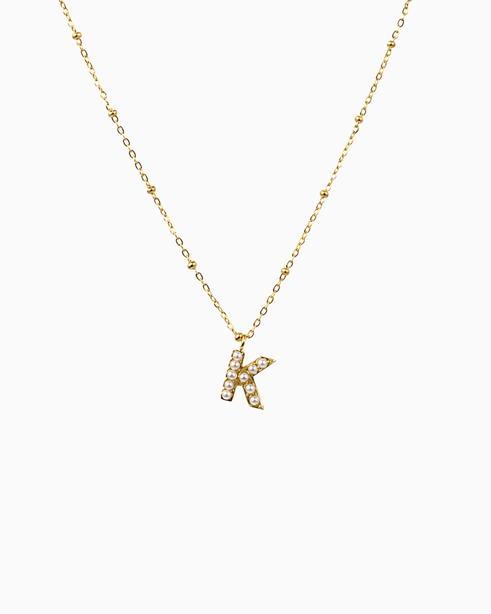 Personalized Letter Pendant Pearl Initial Necklace Water Resistant-6