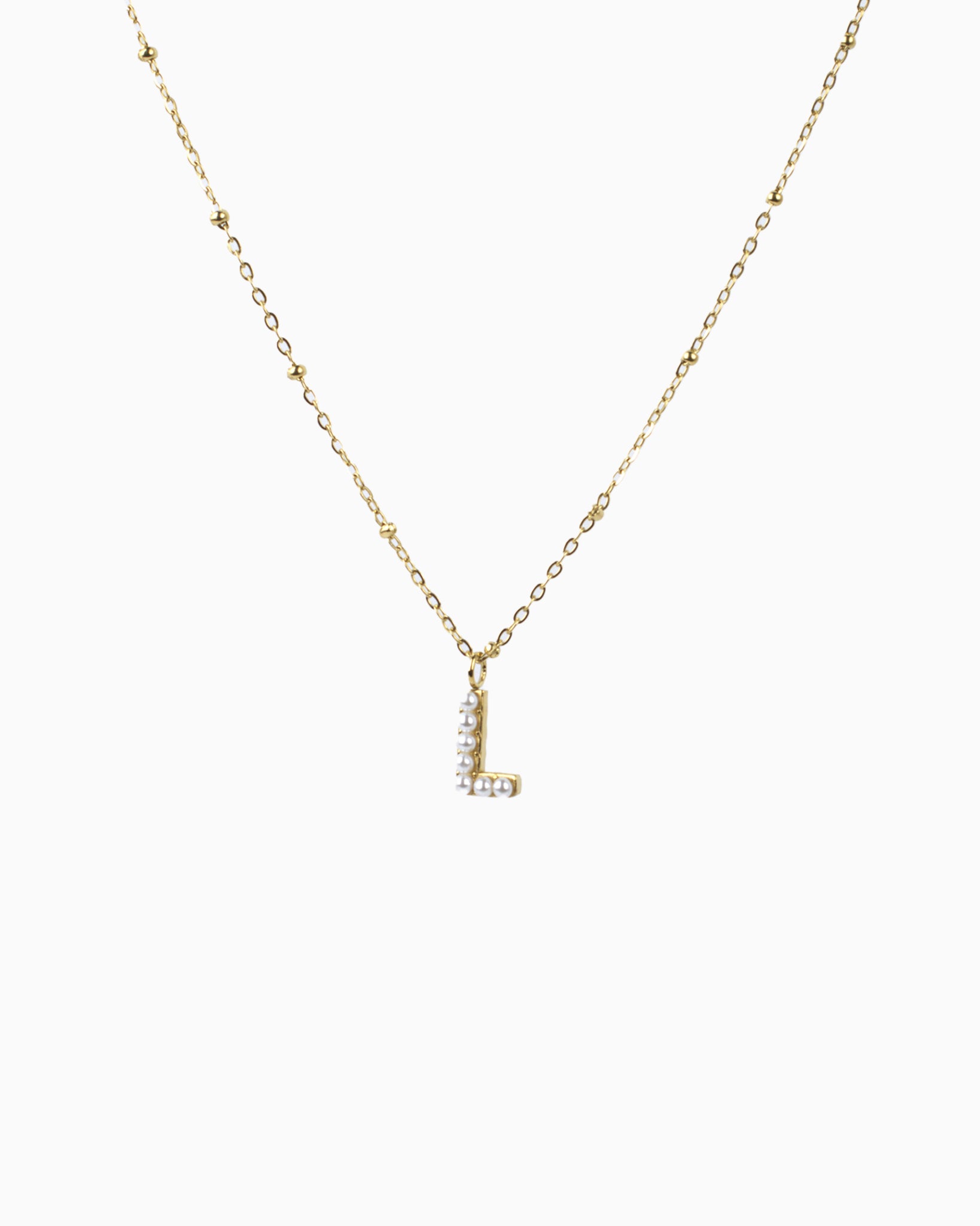 Personalized Letter Pendant Pearl Initial Necklace Water Resistant-7