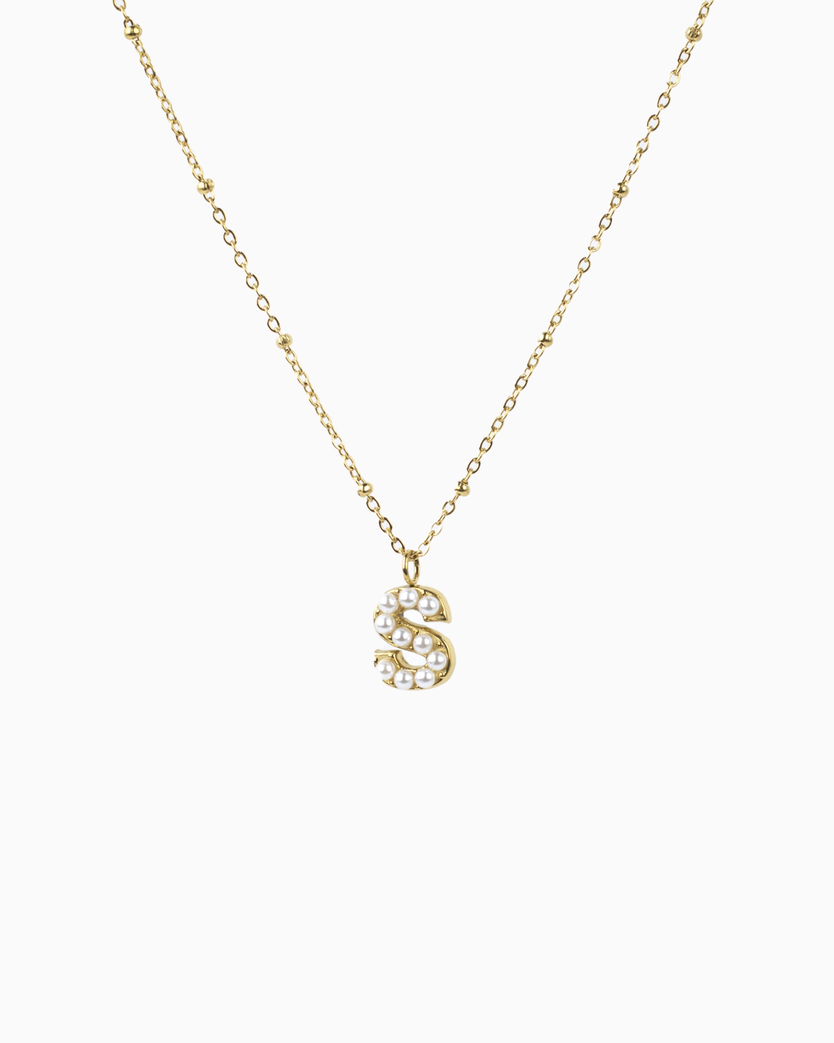 Personalized Letter Pendant Pearl Initial Necklace Water Resistant-9