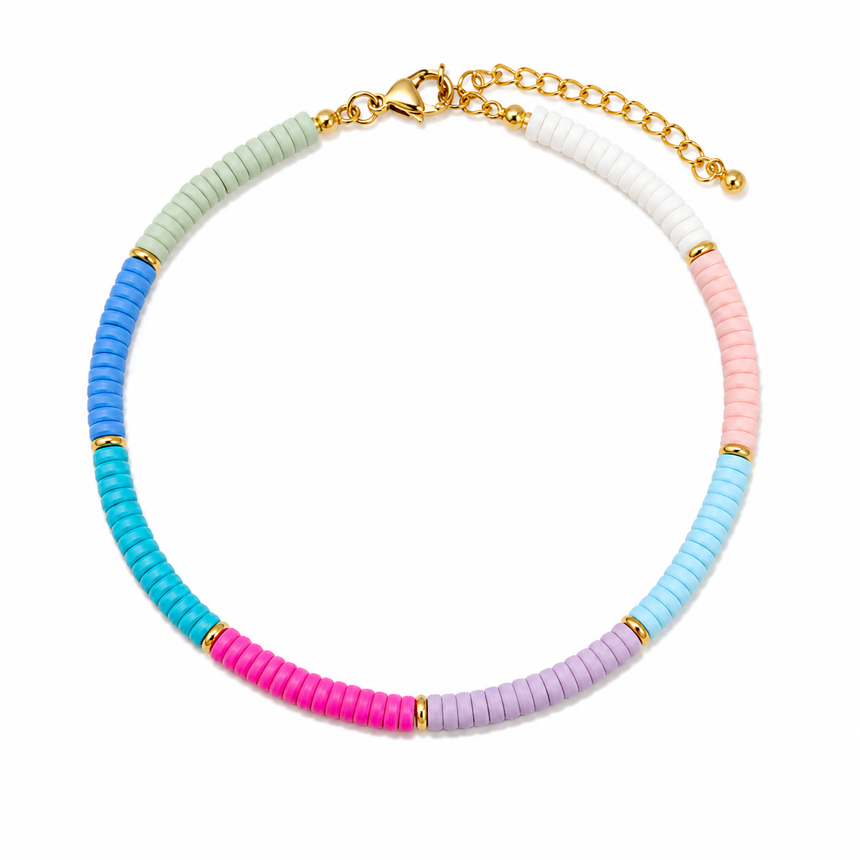 Stainless Steel multi Color Bead Anklet