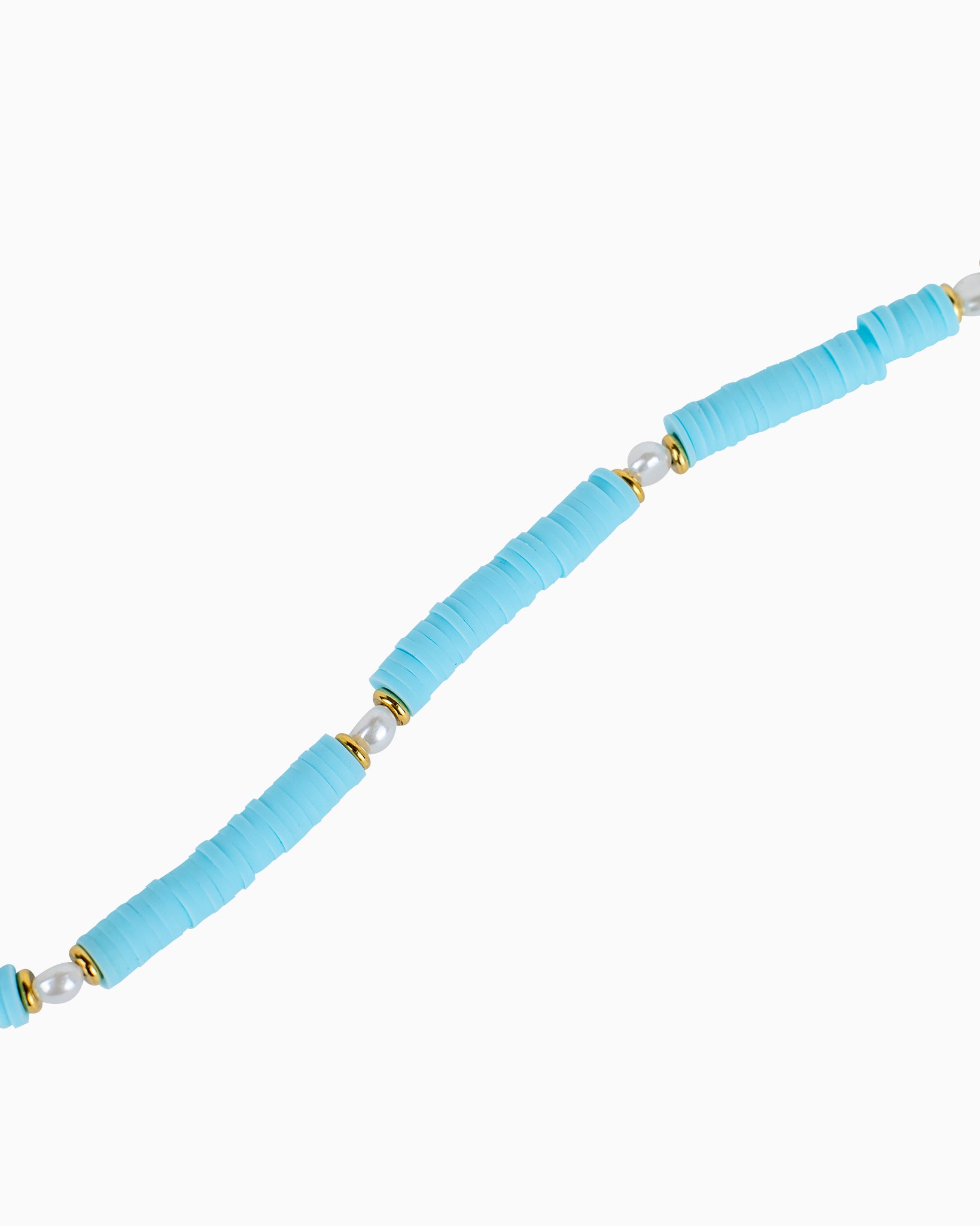 Waterproof Turquoise Disc Beaded Anklet-3