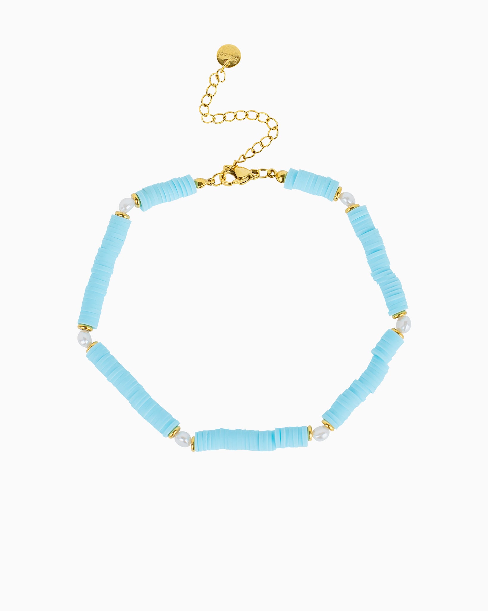 Waterproof Turquoise Disc Beaded Anklet