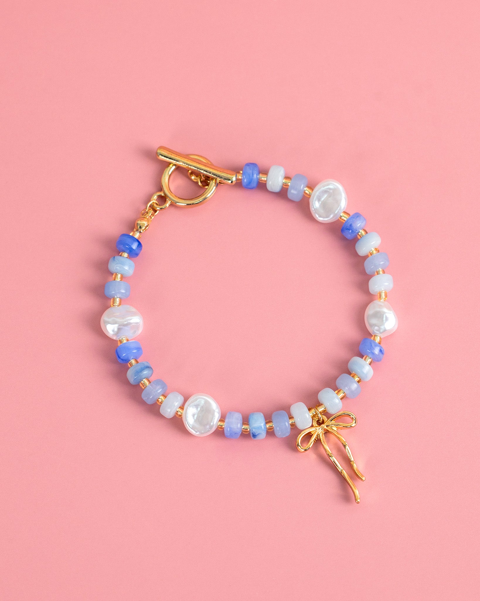 Pastel Crush Coquette Bead Pearl Toggle Bracelet
