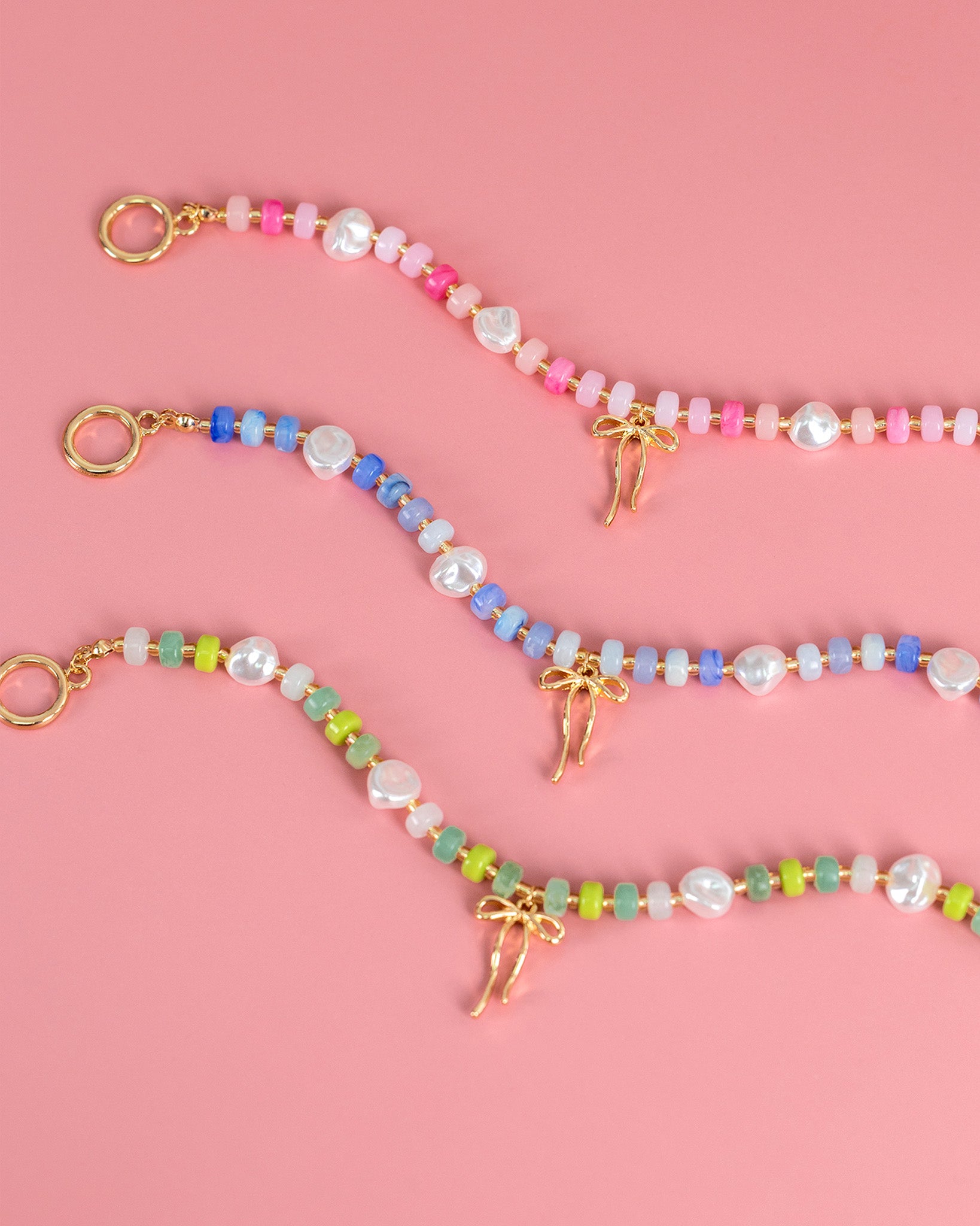 Pastel Crush Coquette Bead Pearl Toggle Bracelet