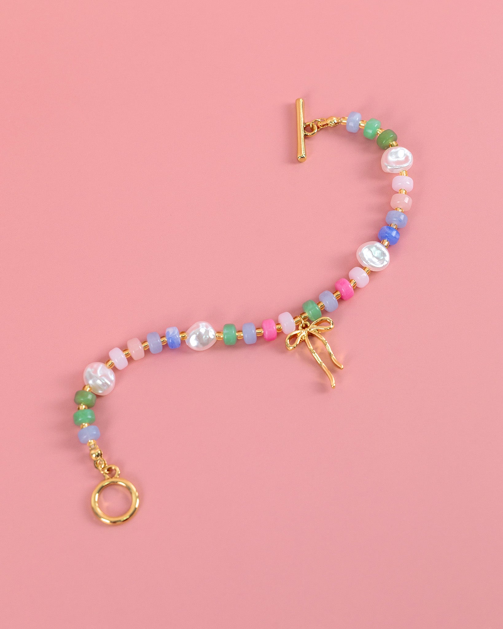 Confetti Crush Coquette Bead Pearl Toggle Bracelet