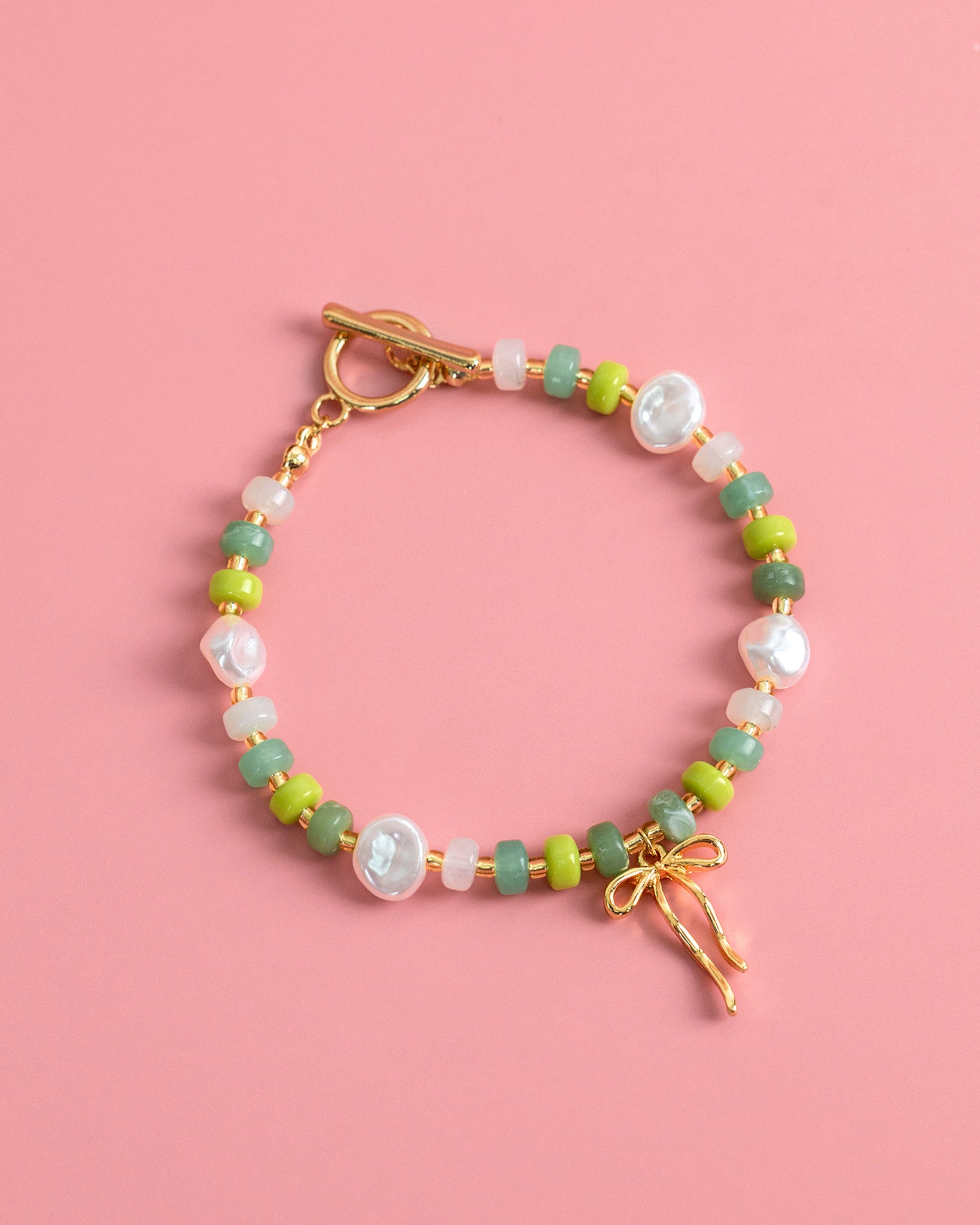 Pastel Crush Coquette Bead Pearl Toggle Bracelet