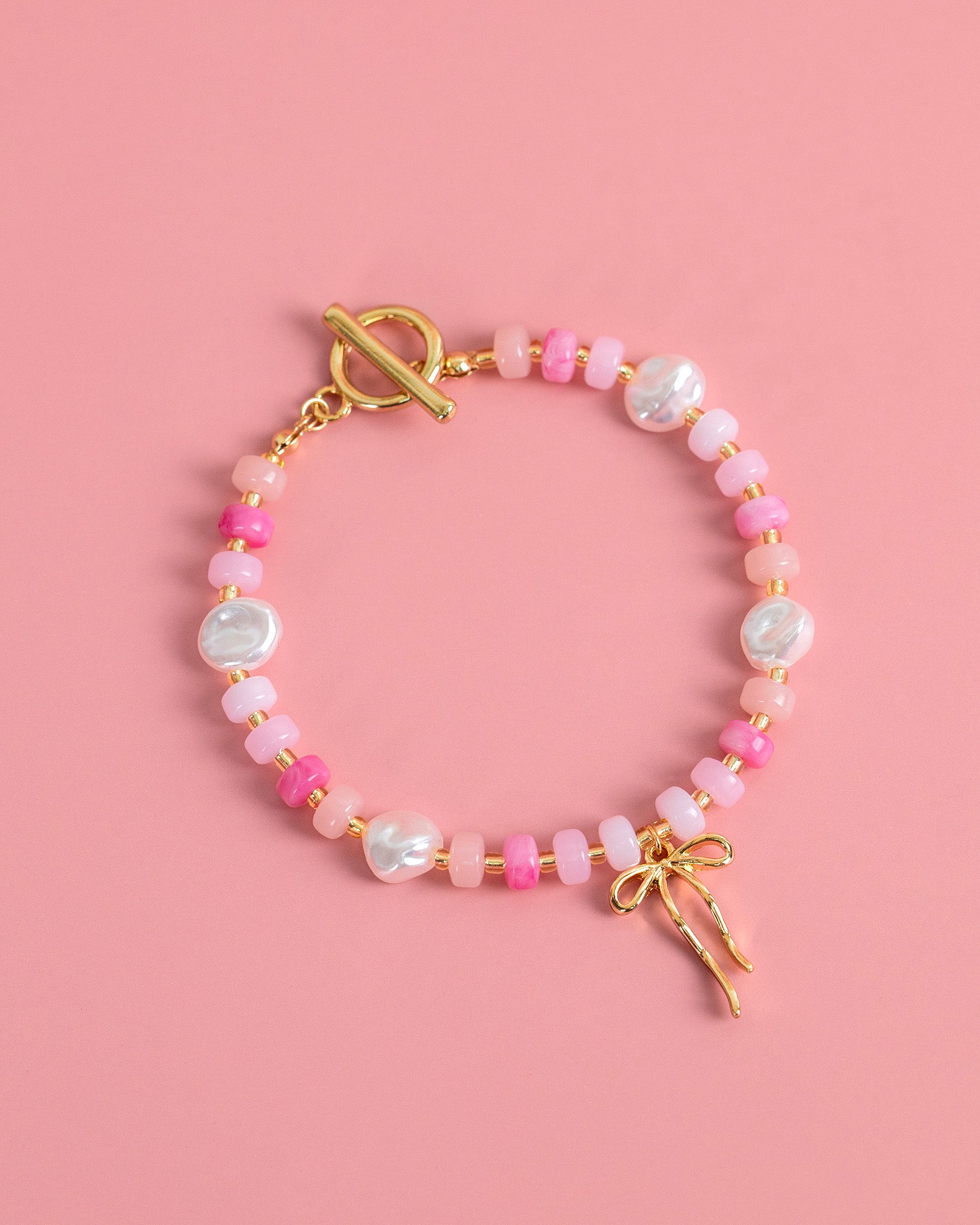 Pastel Crush Coquette Bead Pearl Toggle Bracelet