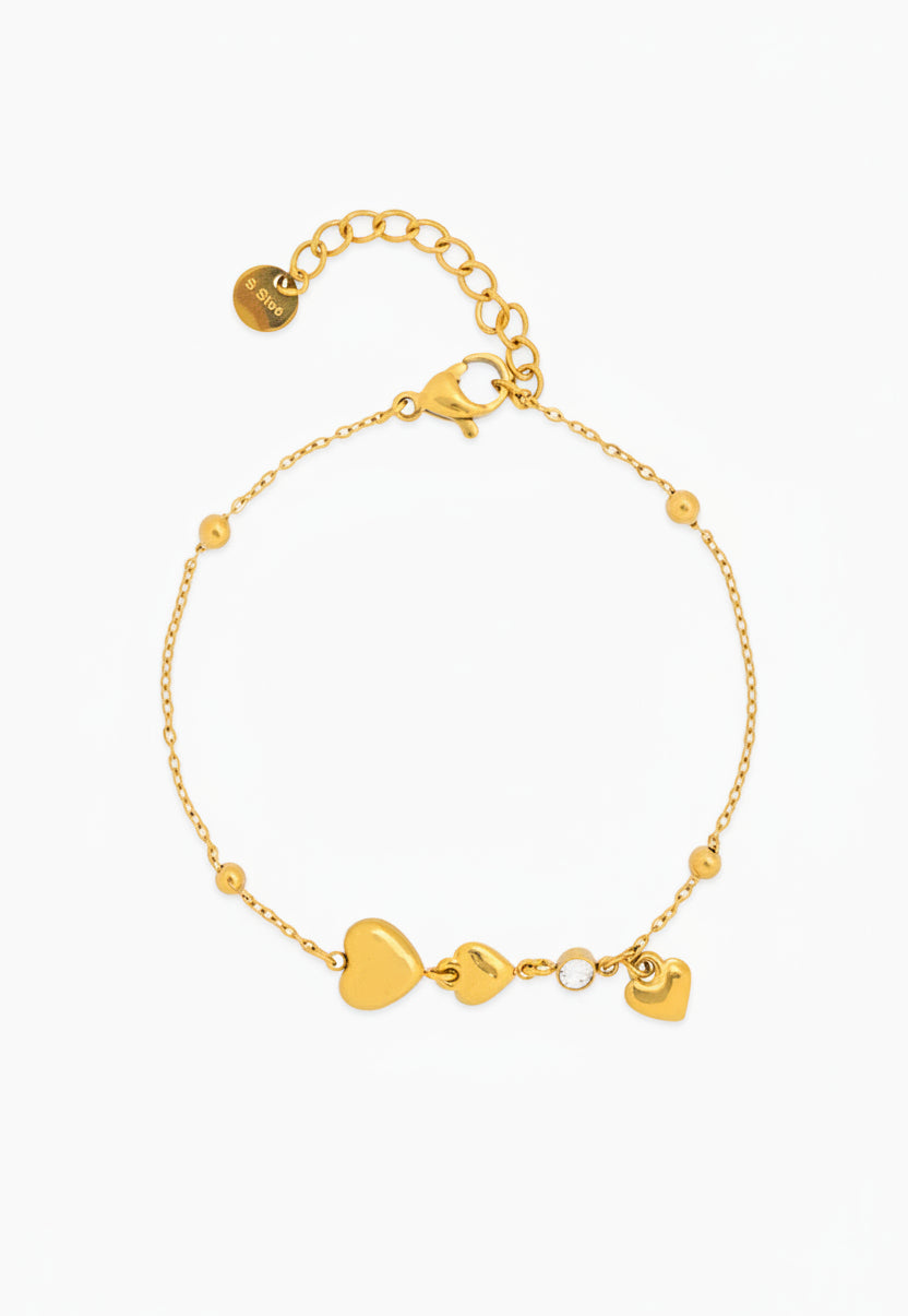 Stainless Puff Heart Stone Bracelet