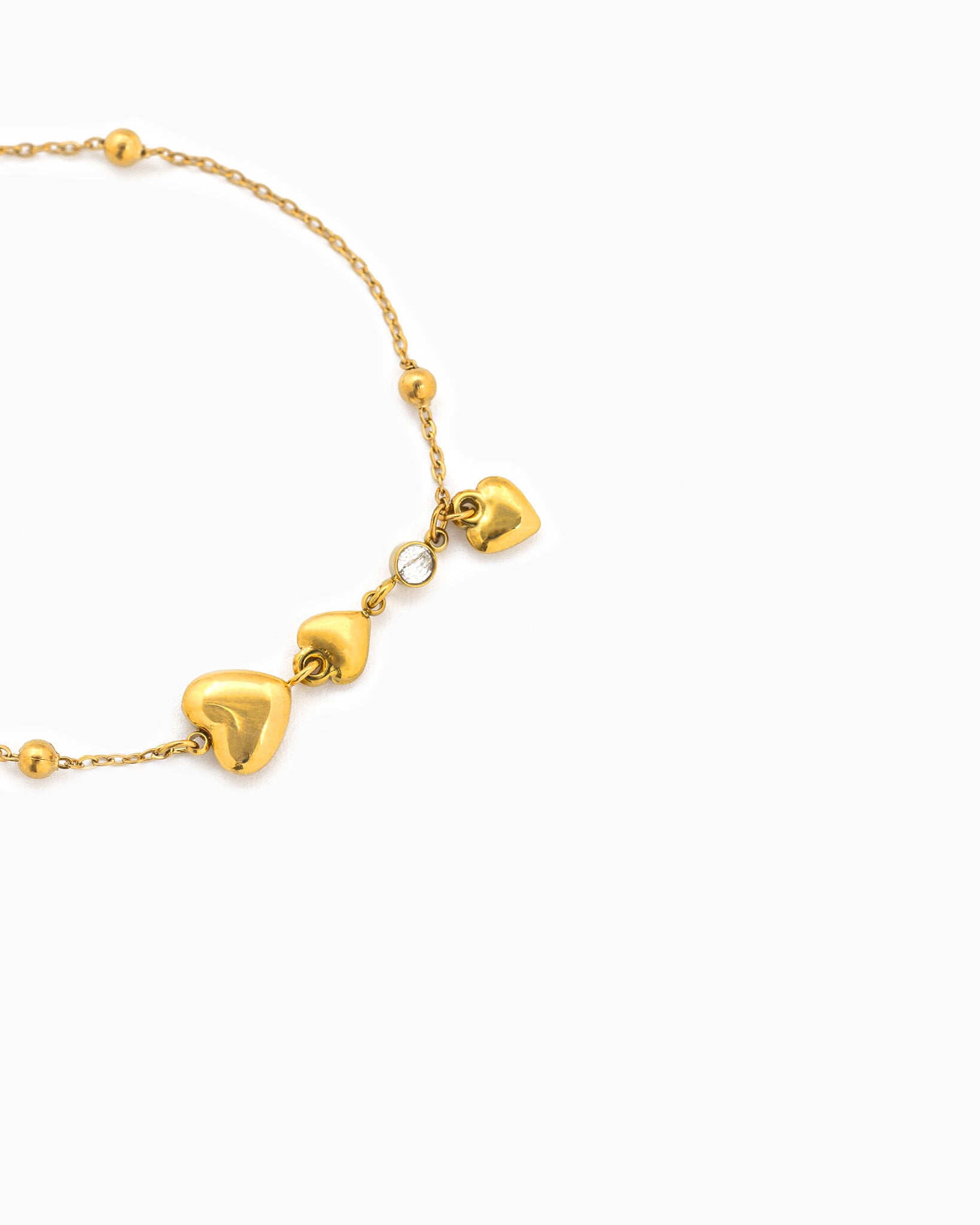 Stainless Puff Heart Stone Bracelet