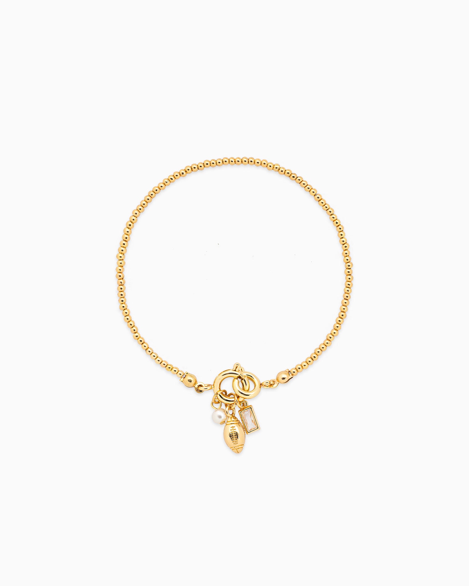 Sports Football 3 charm Beaded Bracelet