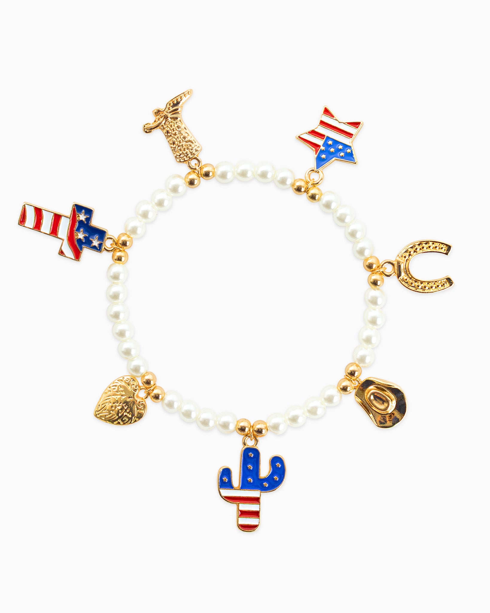 Americana Western Charm Pearl Bracelet