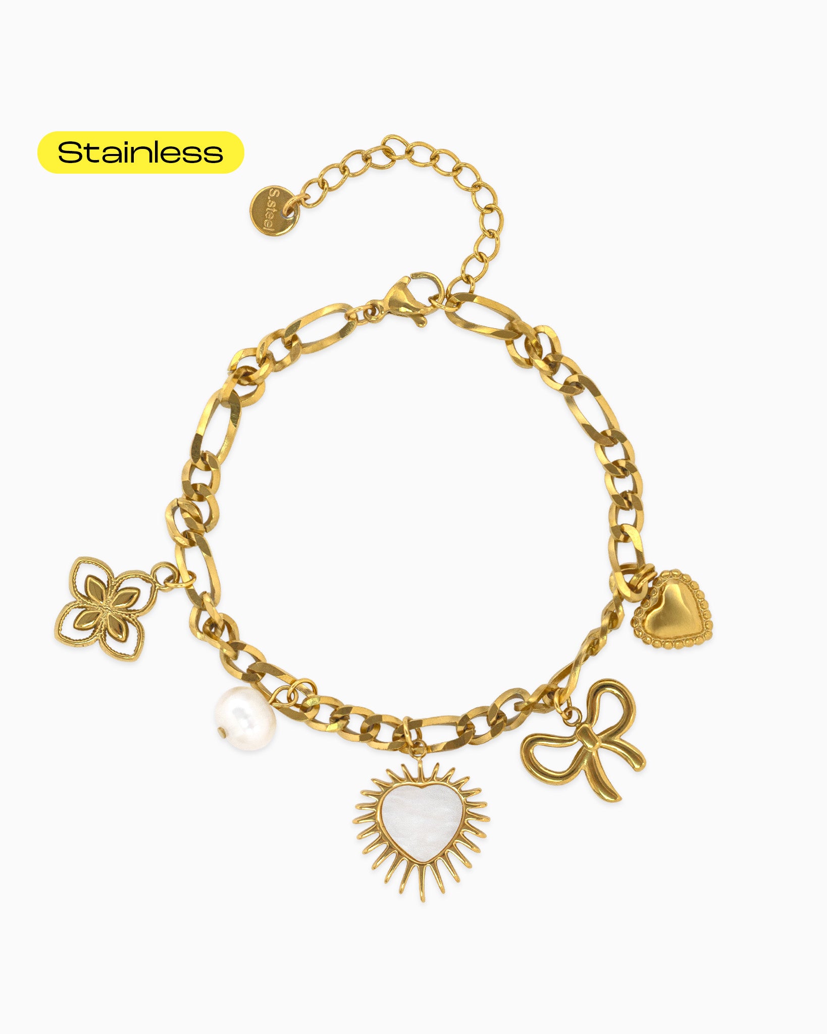 Stianless Heartburst Clip Chain Bracelet