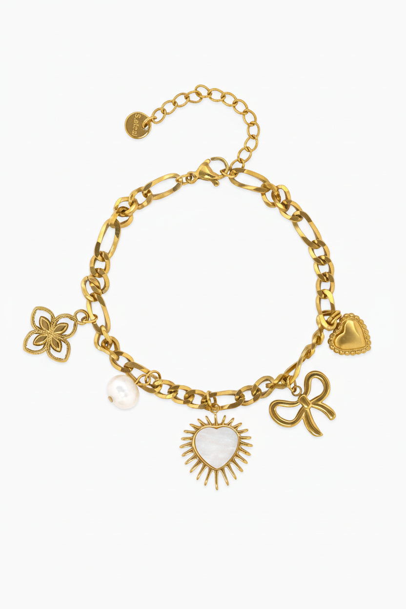 Stianless Heartburst Clip Chain Bracelet