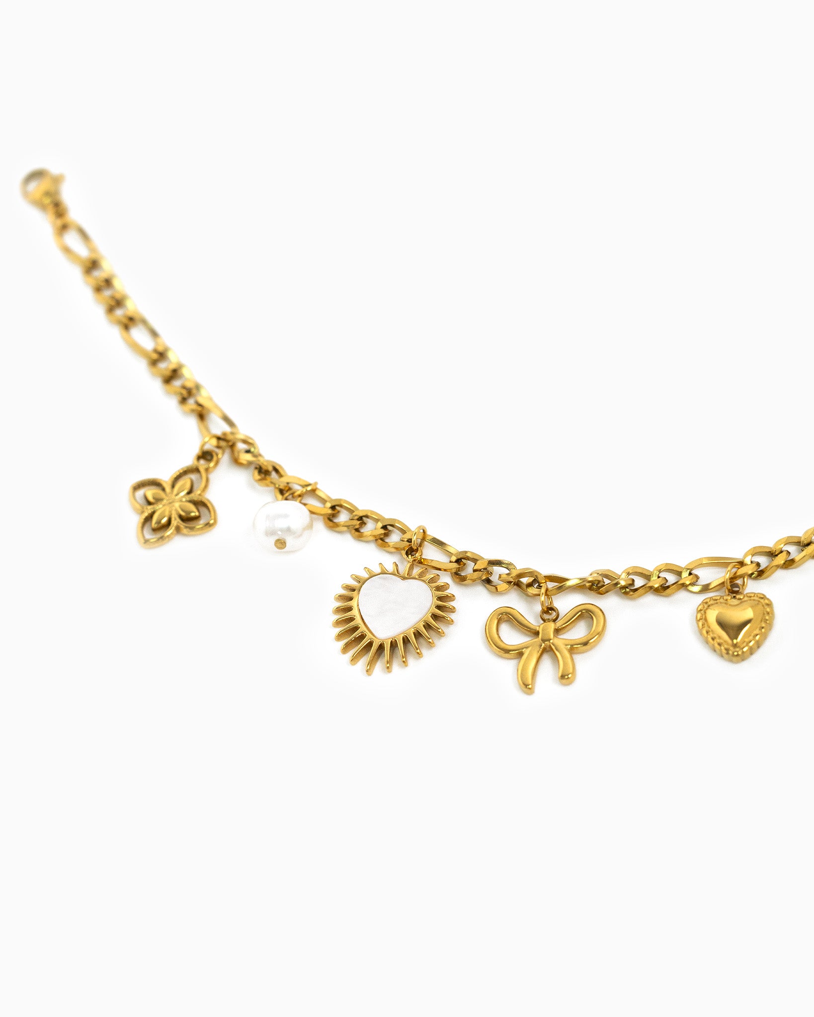 Stianless Heartburst Clip Chain Bracelet