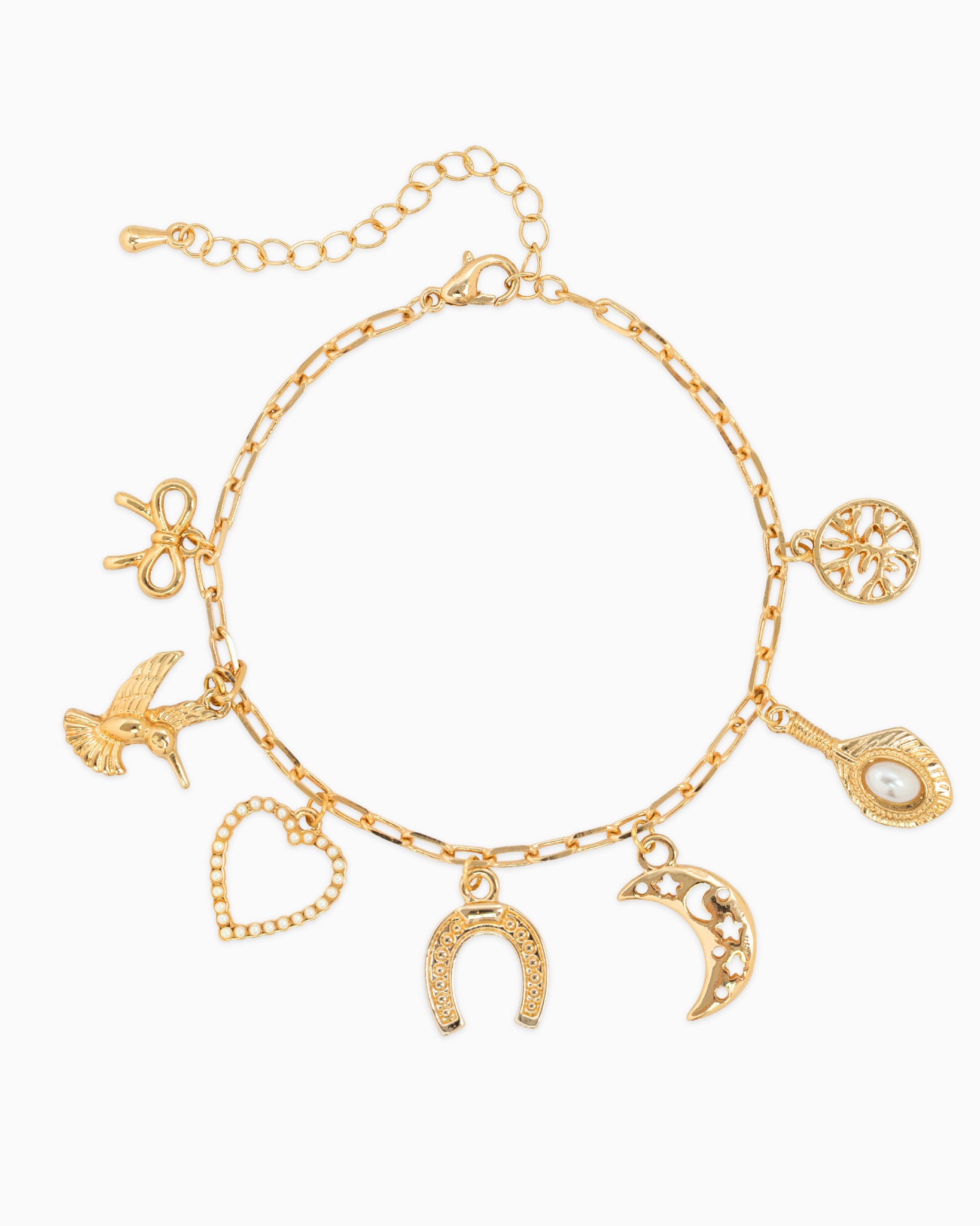 Horseshoe Pearl Multi Charm Bracelet