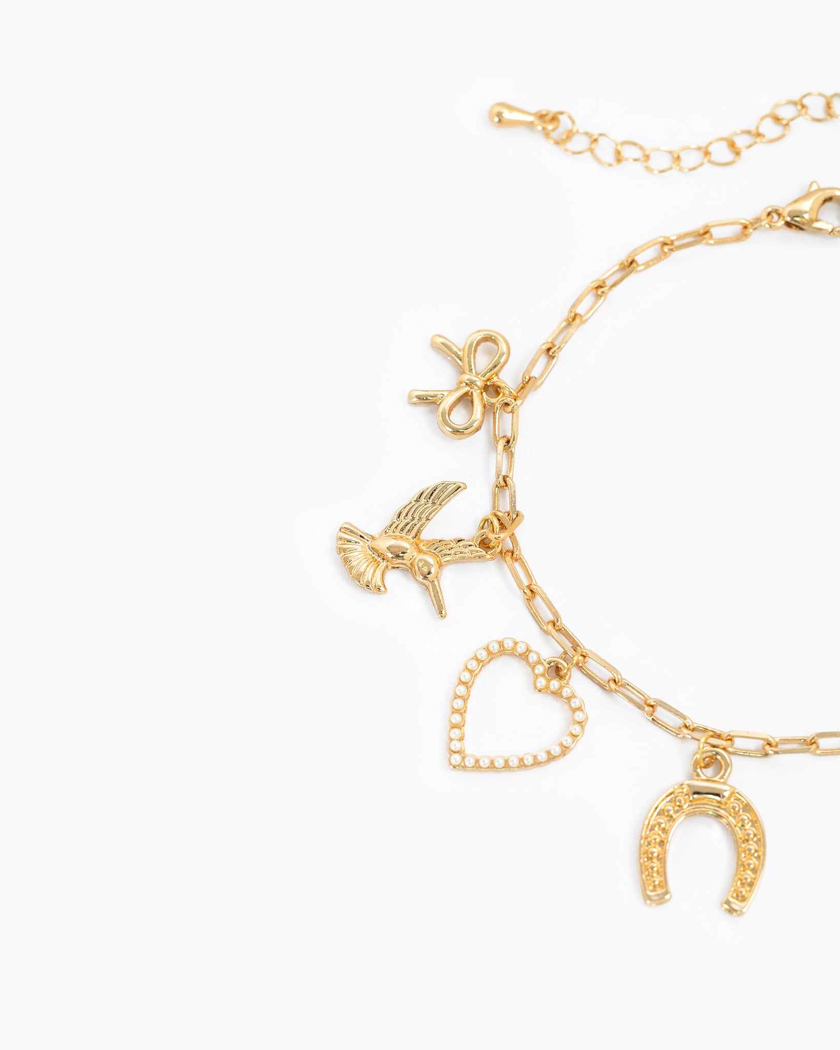 Horseshoe Pearl Multi Charm Bracelet