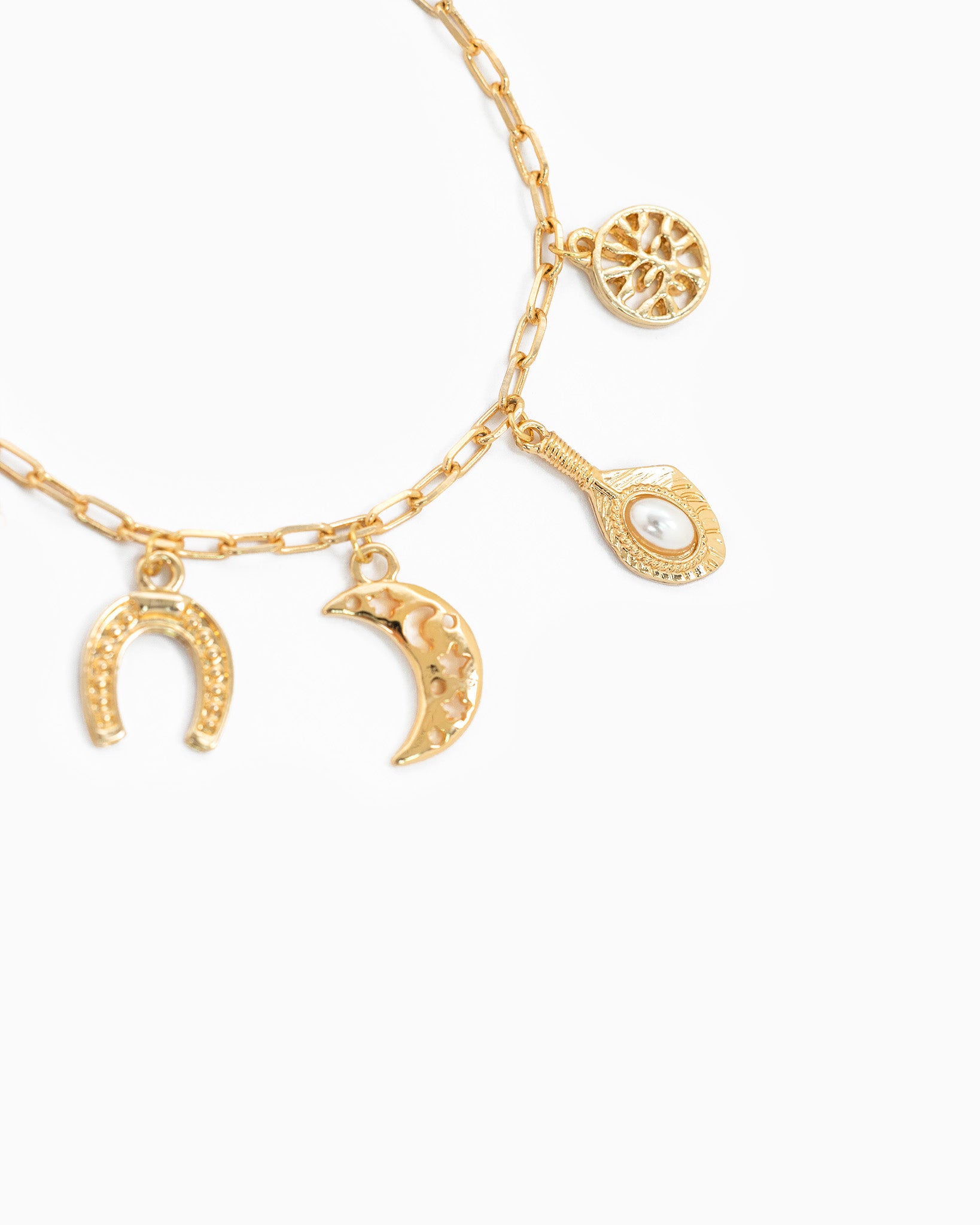 Horseshoe Pearl Multi Charm Bracelet-3