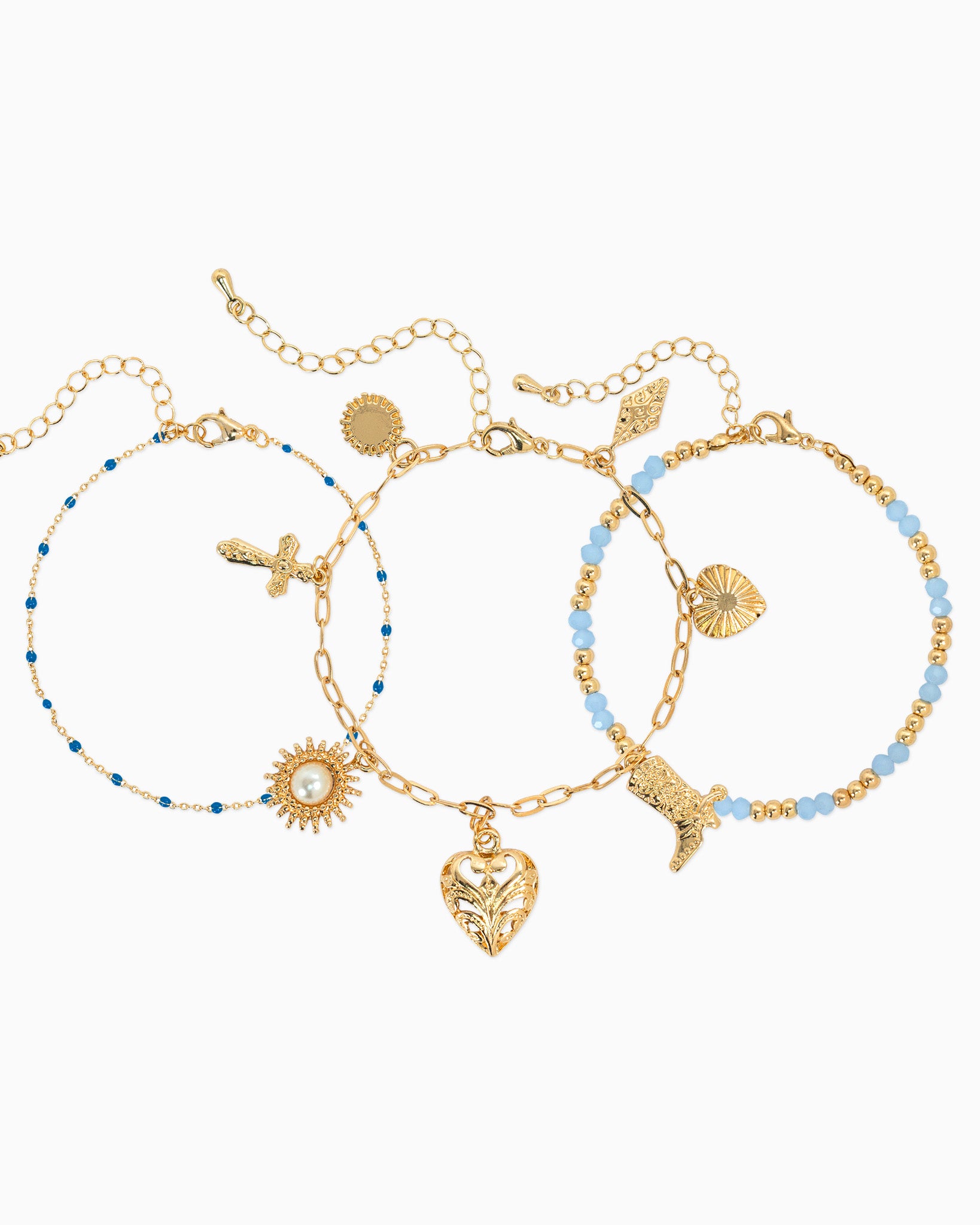 Western Boho Beaded Chain Bracelets Set of 3