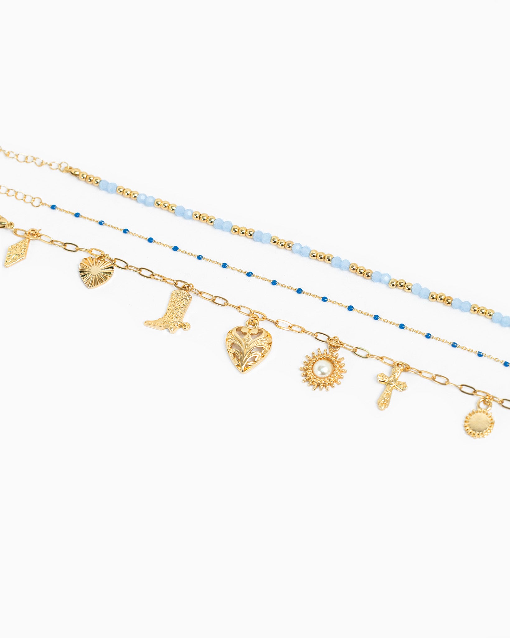 Western Boho Beaded Chain Bracelets Set of 3