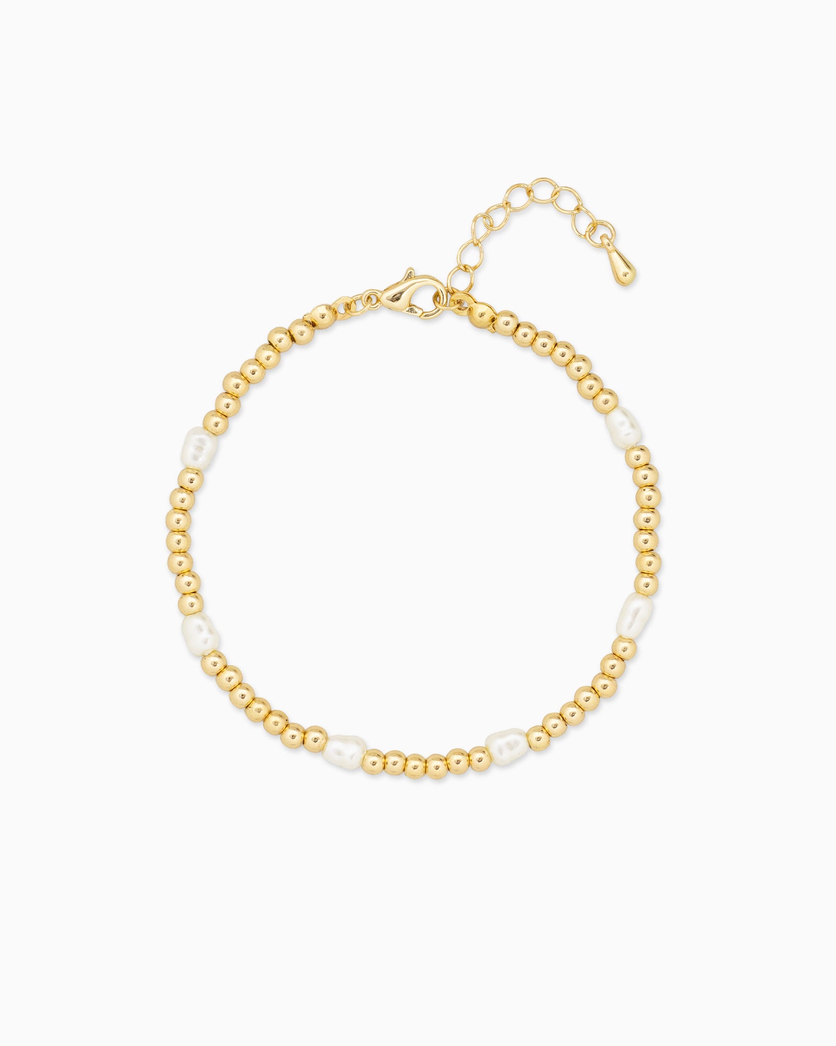 Gold Bead and Pearl Bracelet Set of 3