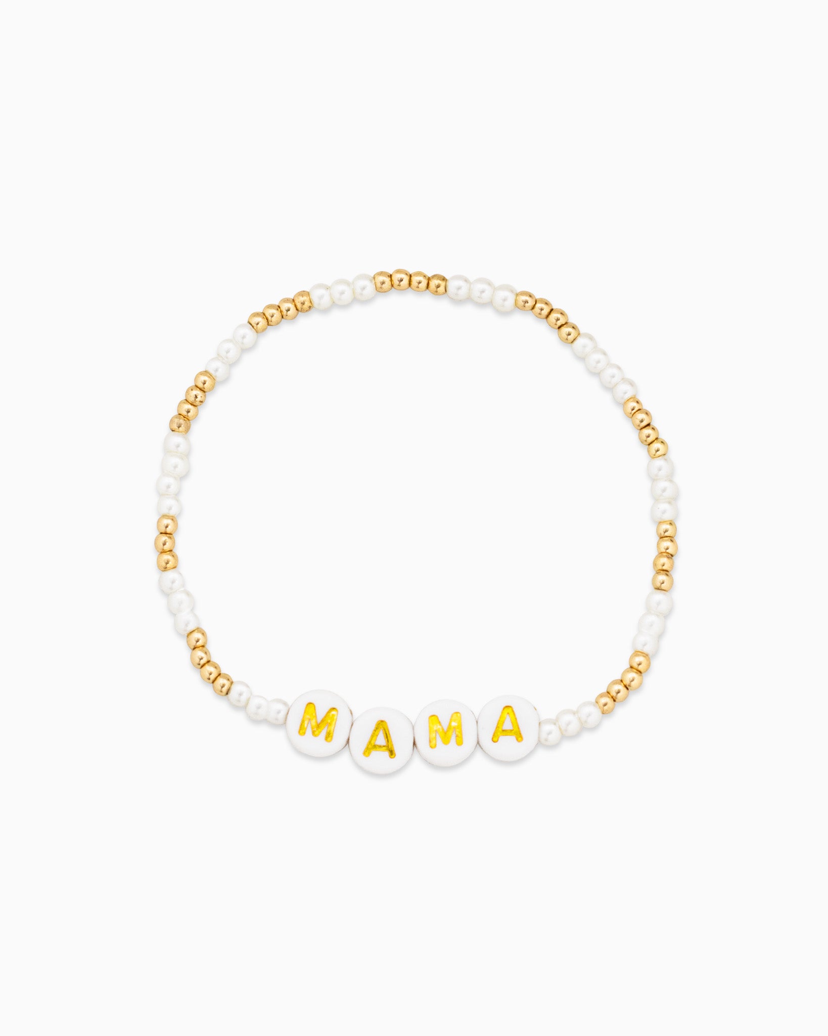 Mama Mini Gold Cream Bead Mix Bracelet Set Wholesale Jewelry