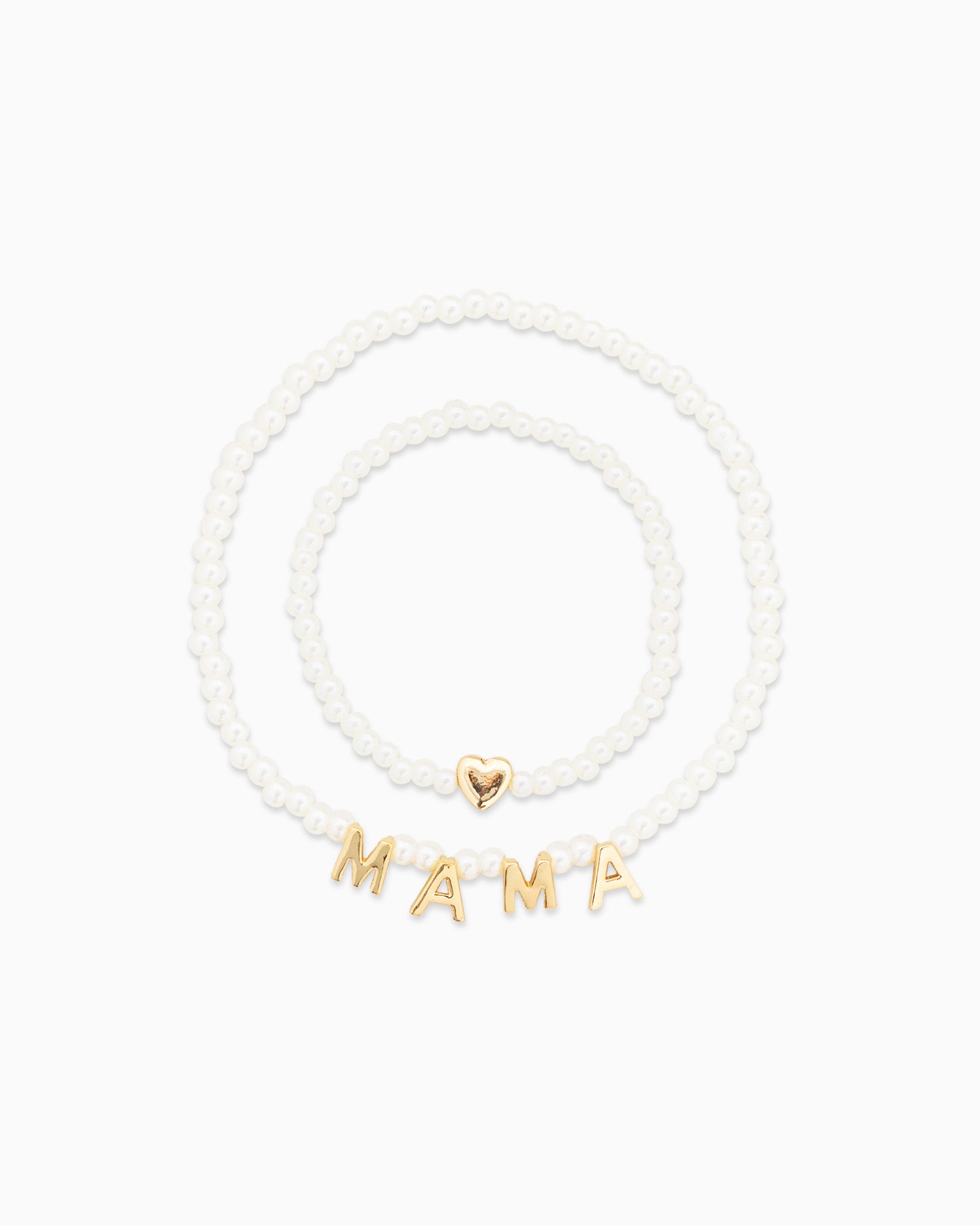 MAMA and Her Heart Pearl Matching Bracelet Set