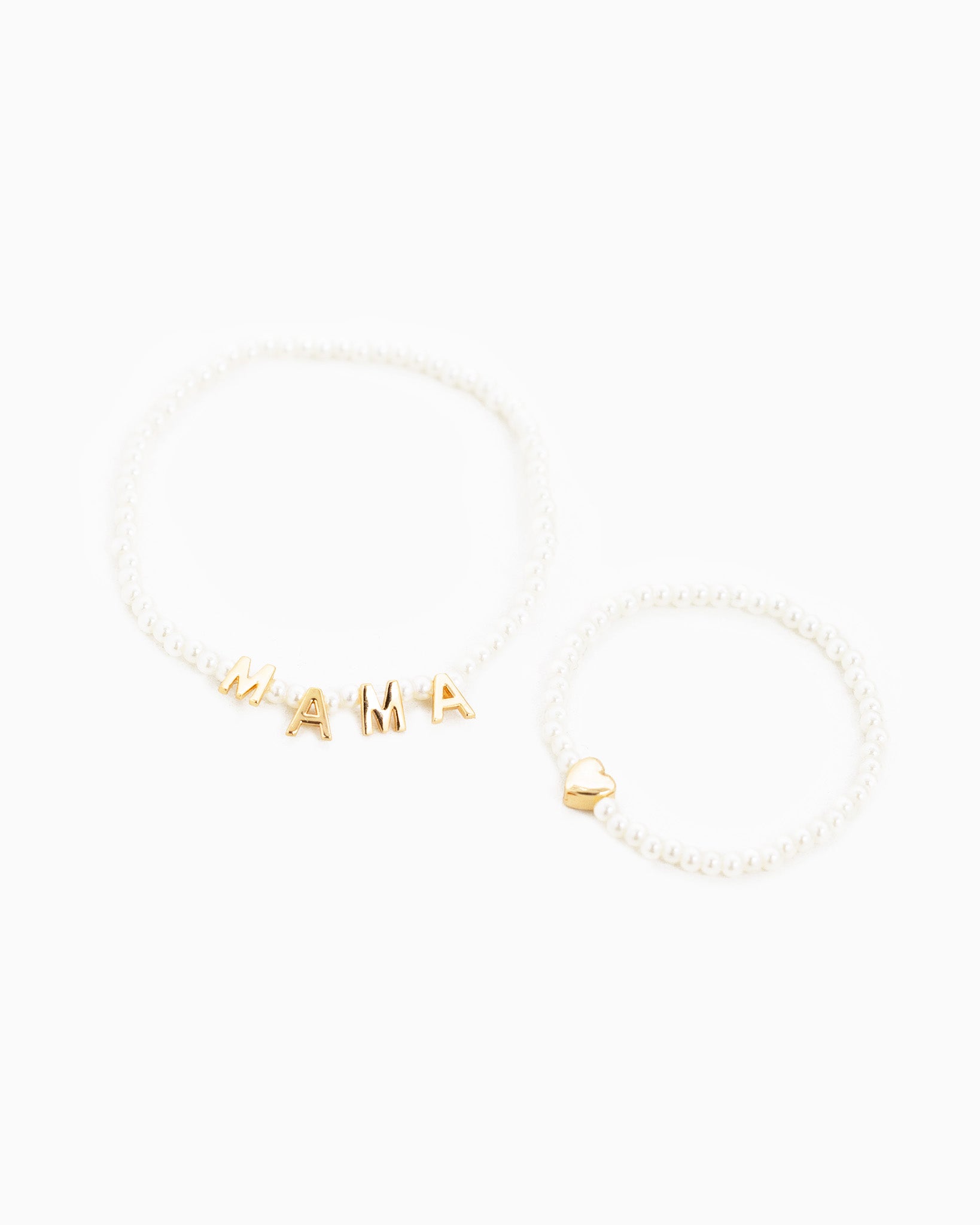 MAMA and Her Heart Pearl Matching Bracelet Set