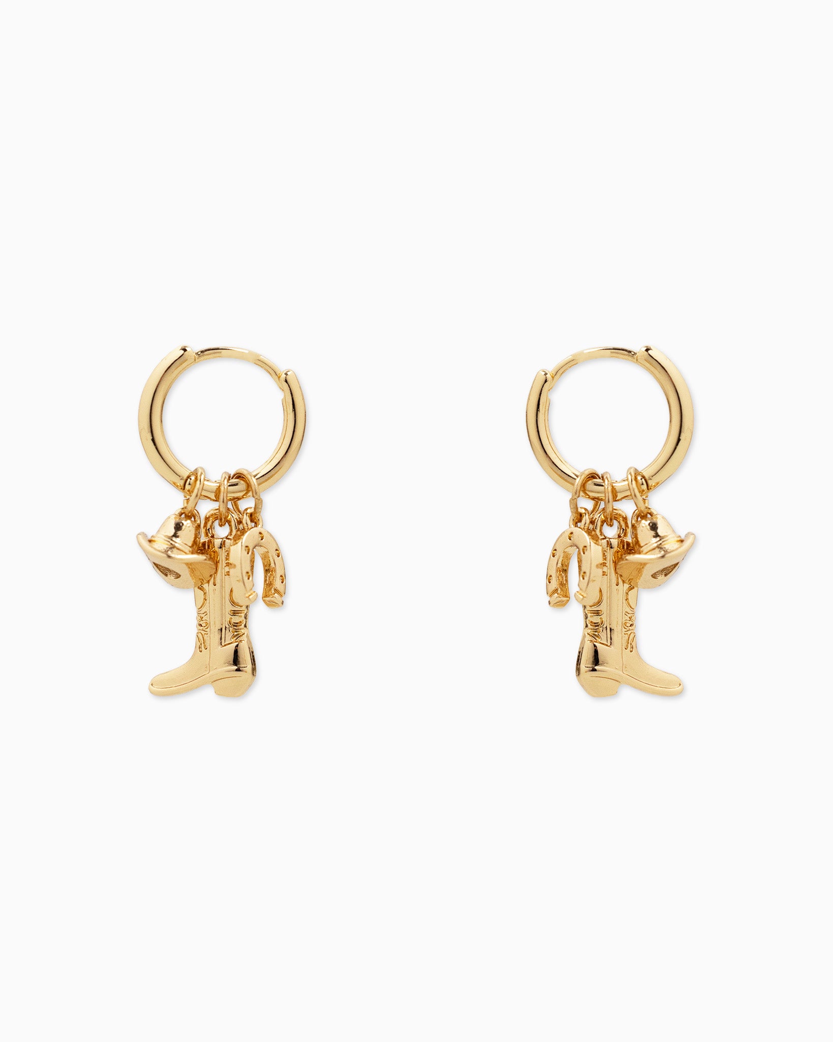 Mini Western Boot Charm Hoop Earrings
