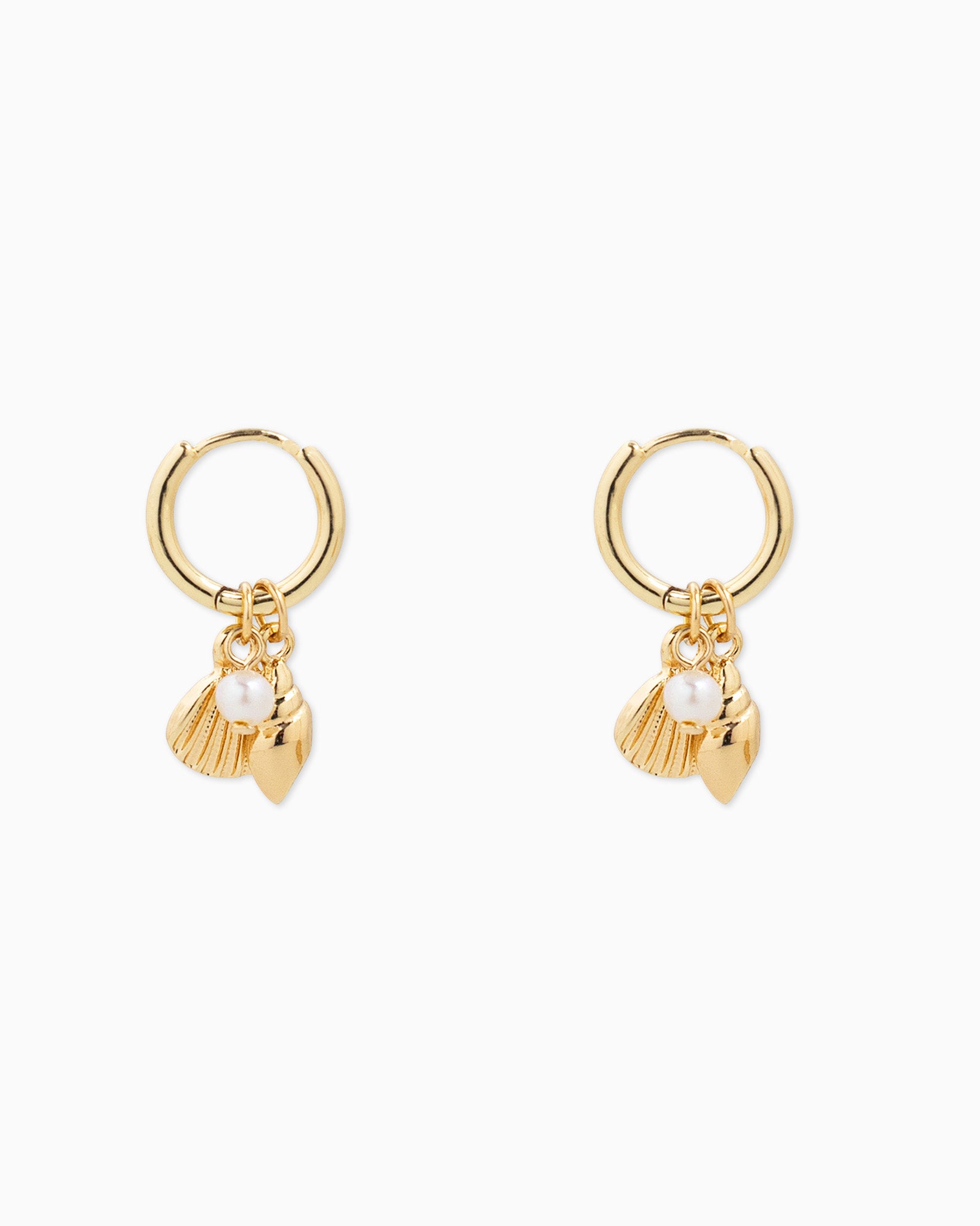 Clam Sea Life Charm Drop Hoop Earrings