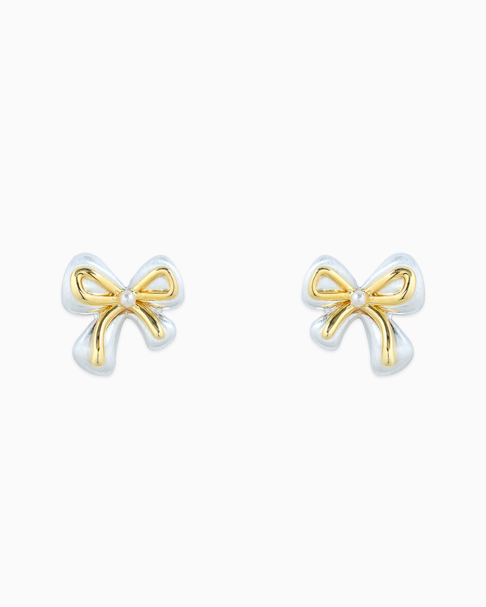 Unique Two Tone Bow Stud Earrings