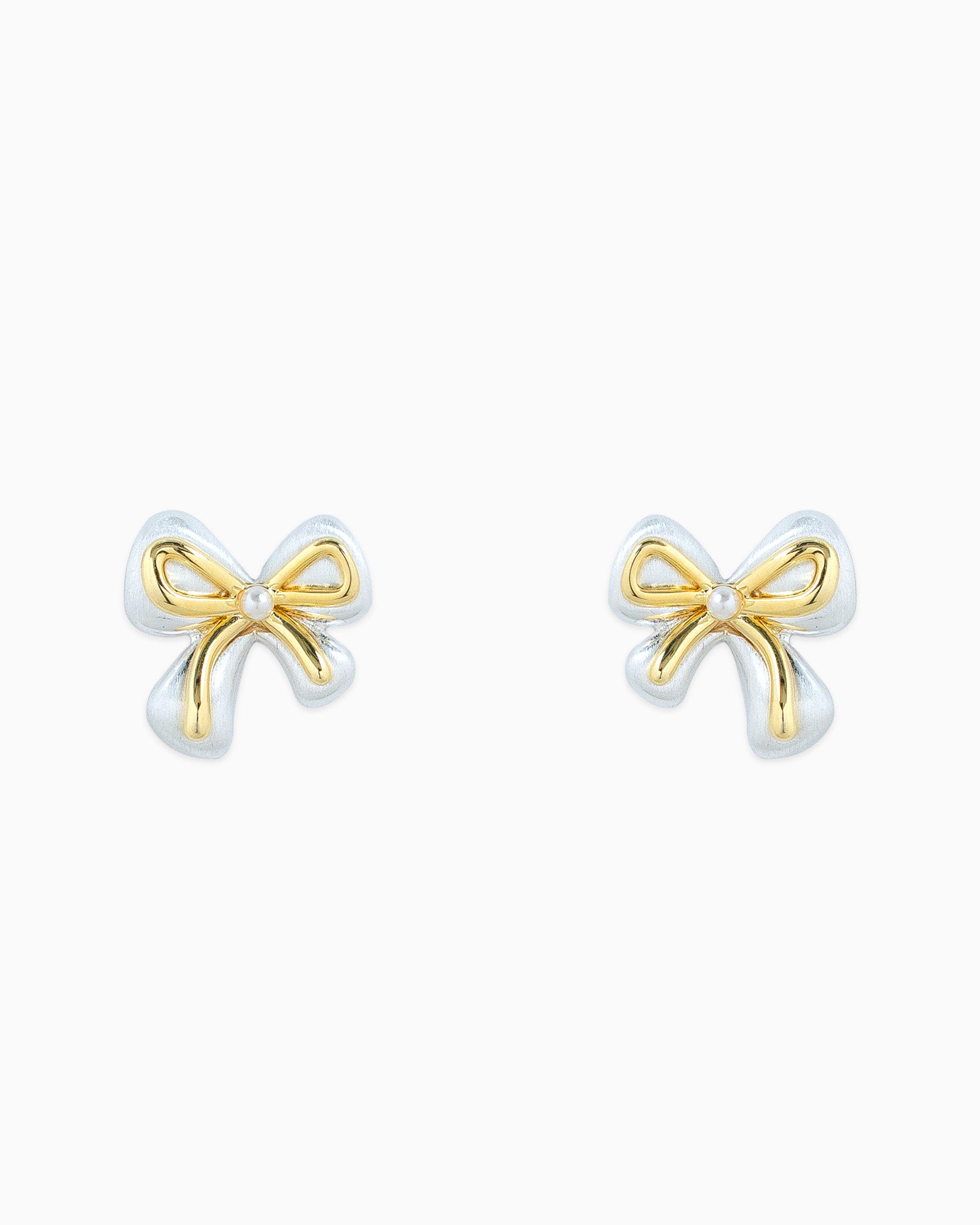 Unique Two Tone Bow Stud Earrings