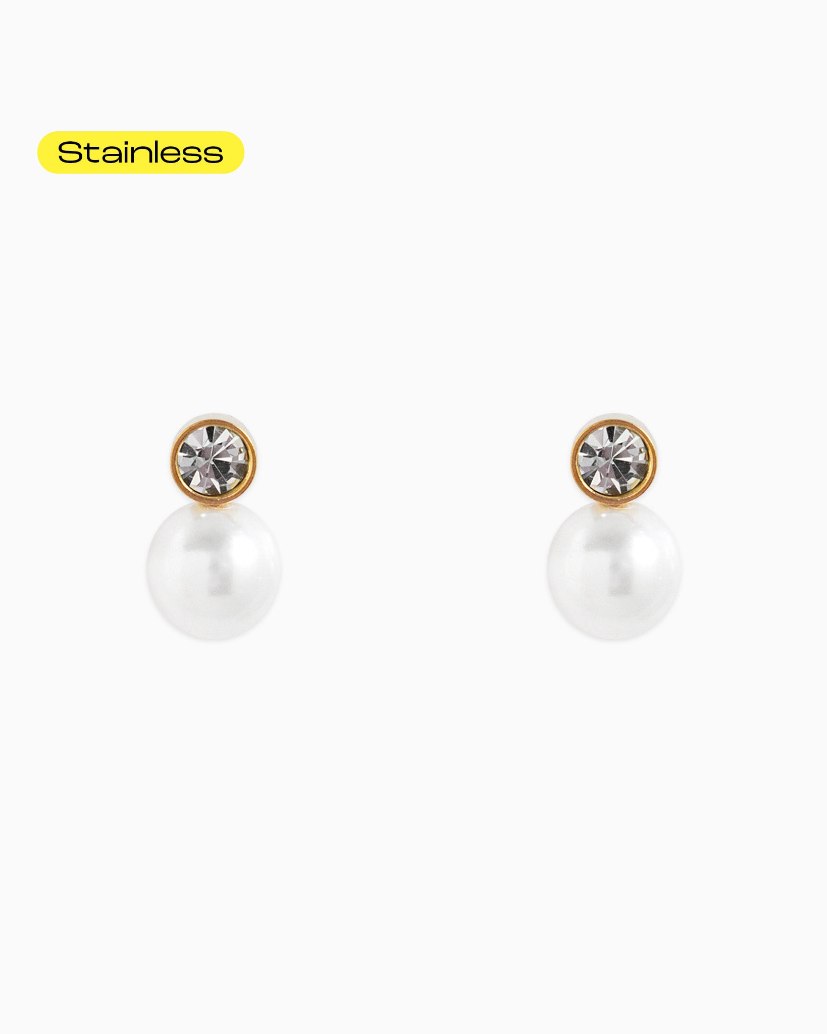 Stainless Stone Pearl Earrings