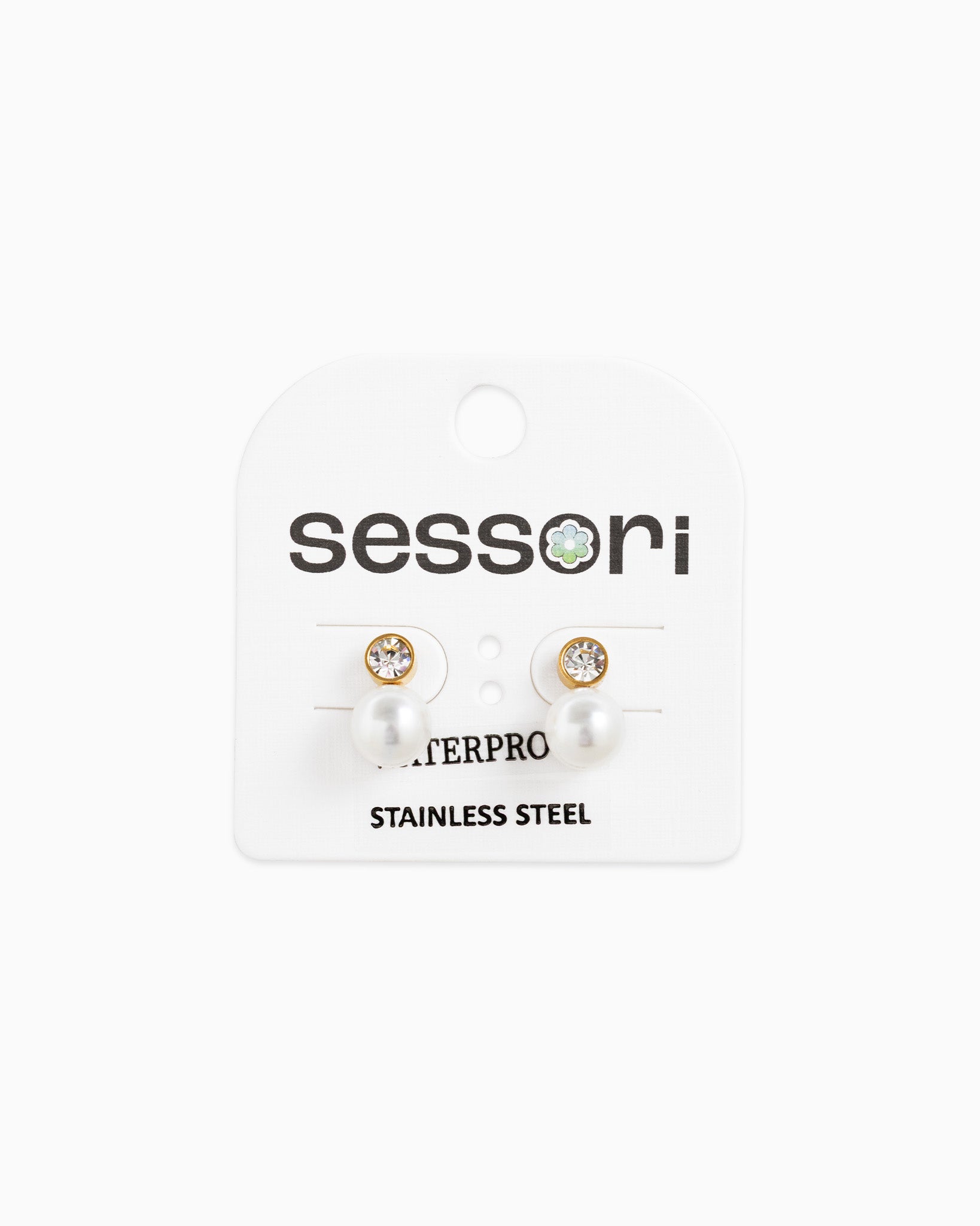 Stainless Stone Pearl Earrings