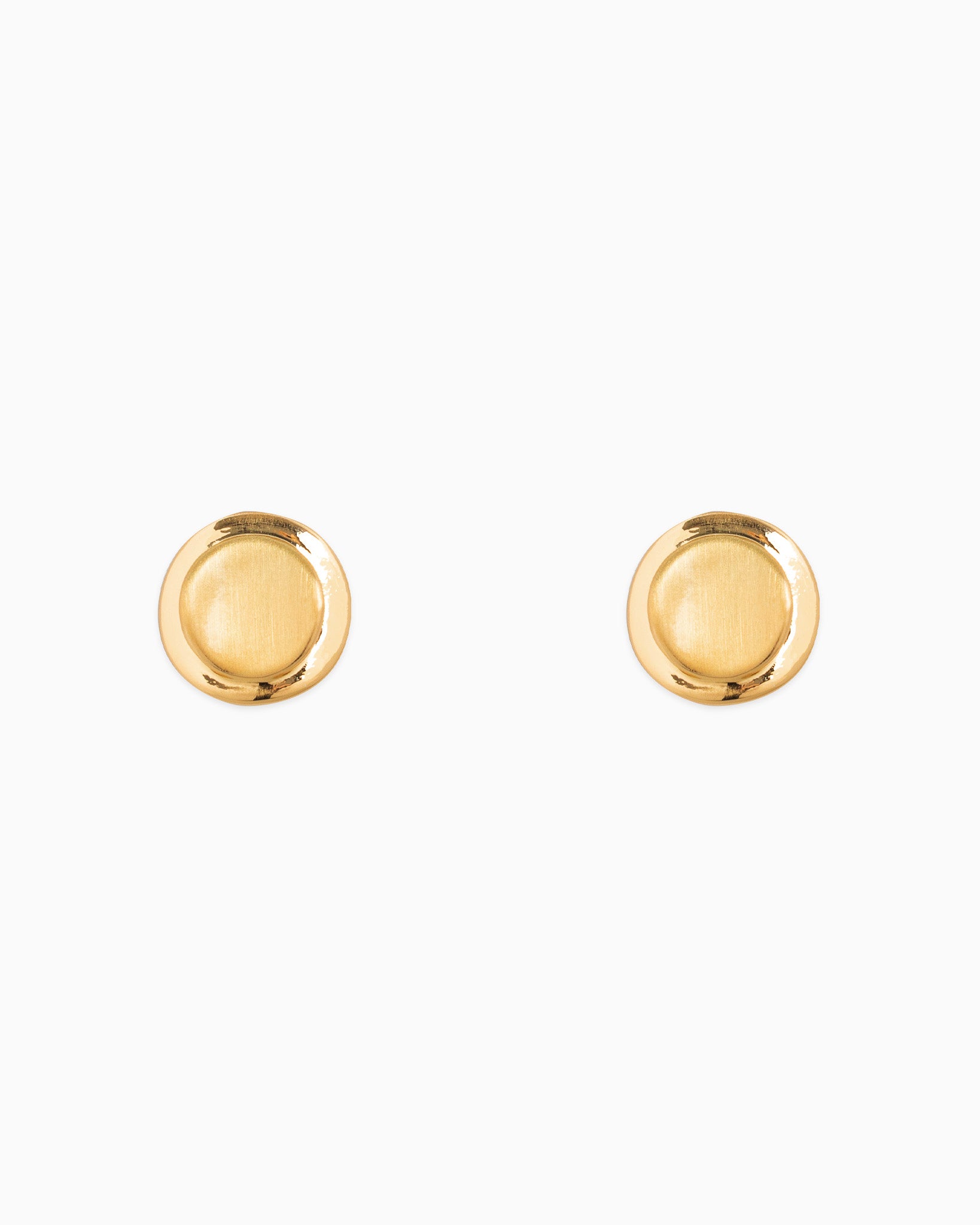 Hand Brushed Coin Stud Earrings