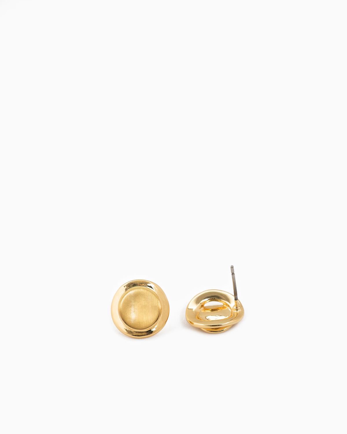 Hand Brushed Coin Stud Earrings