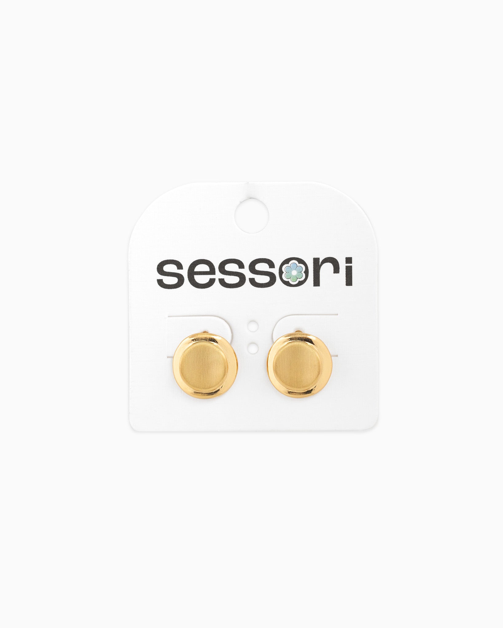 Hand Brushed Coin Stud Earrings