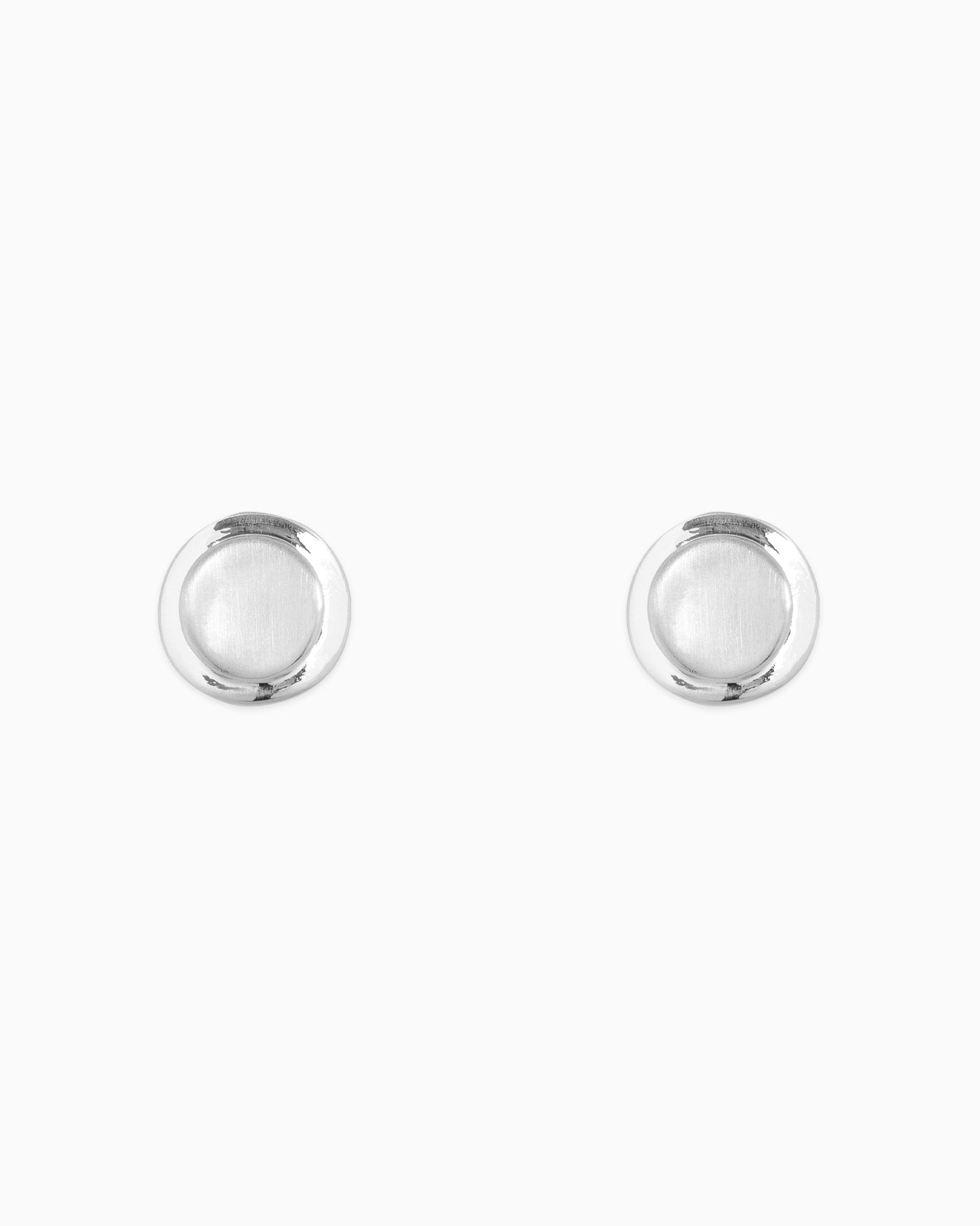 Hand Brushed Coin Stud Earrings