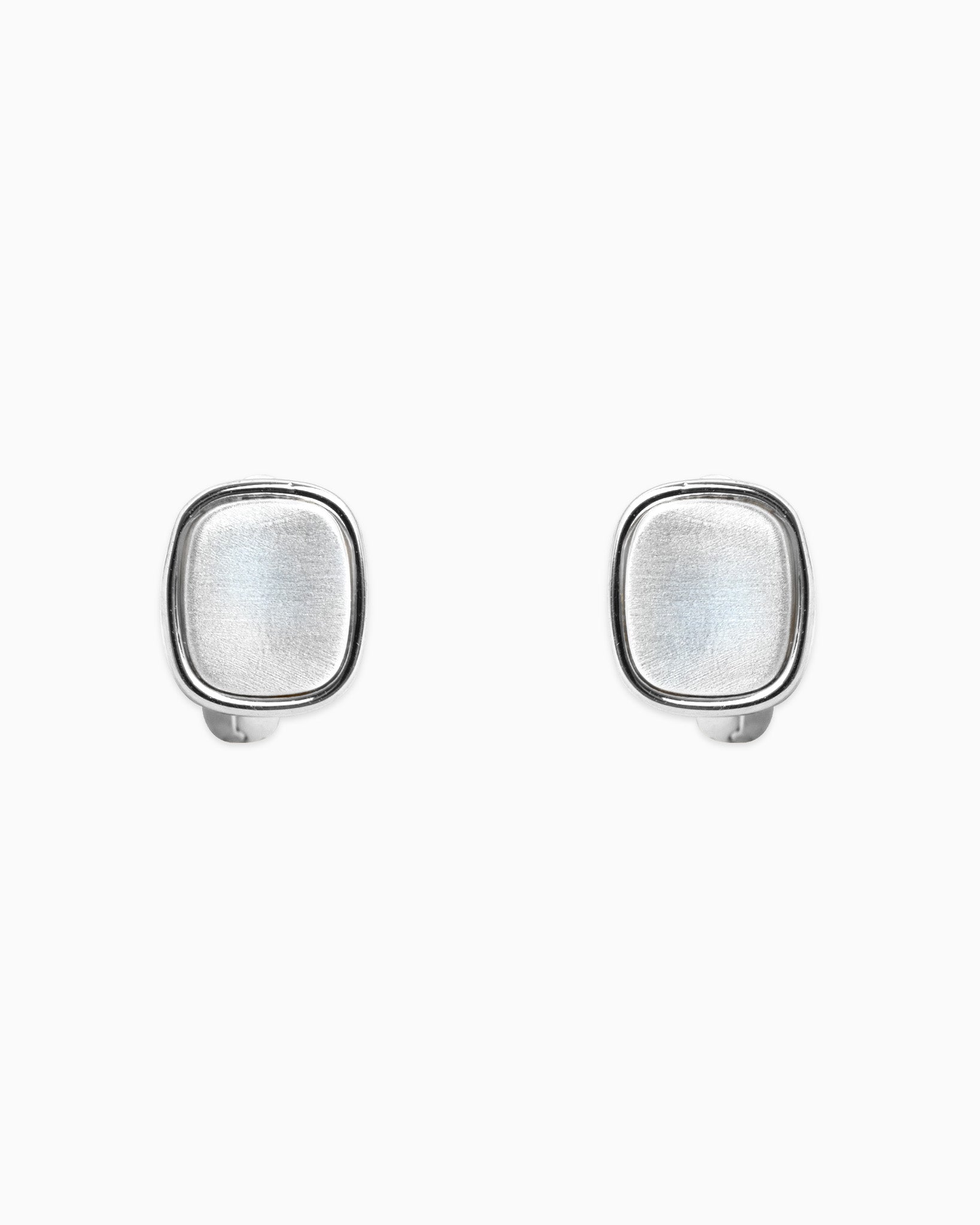 Two Tone Hand Brushed Square Stud Earrings