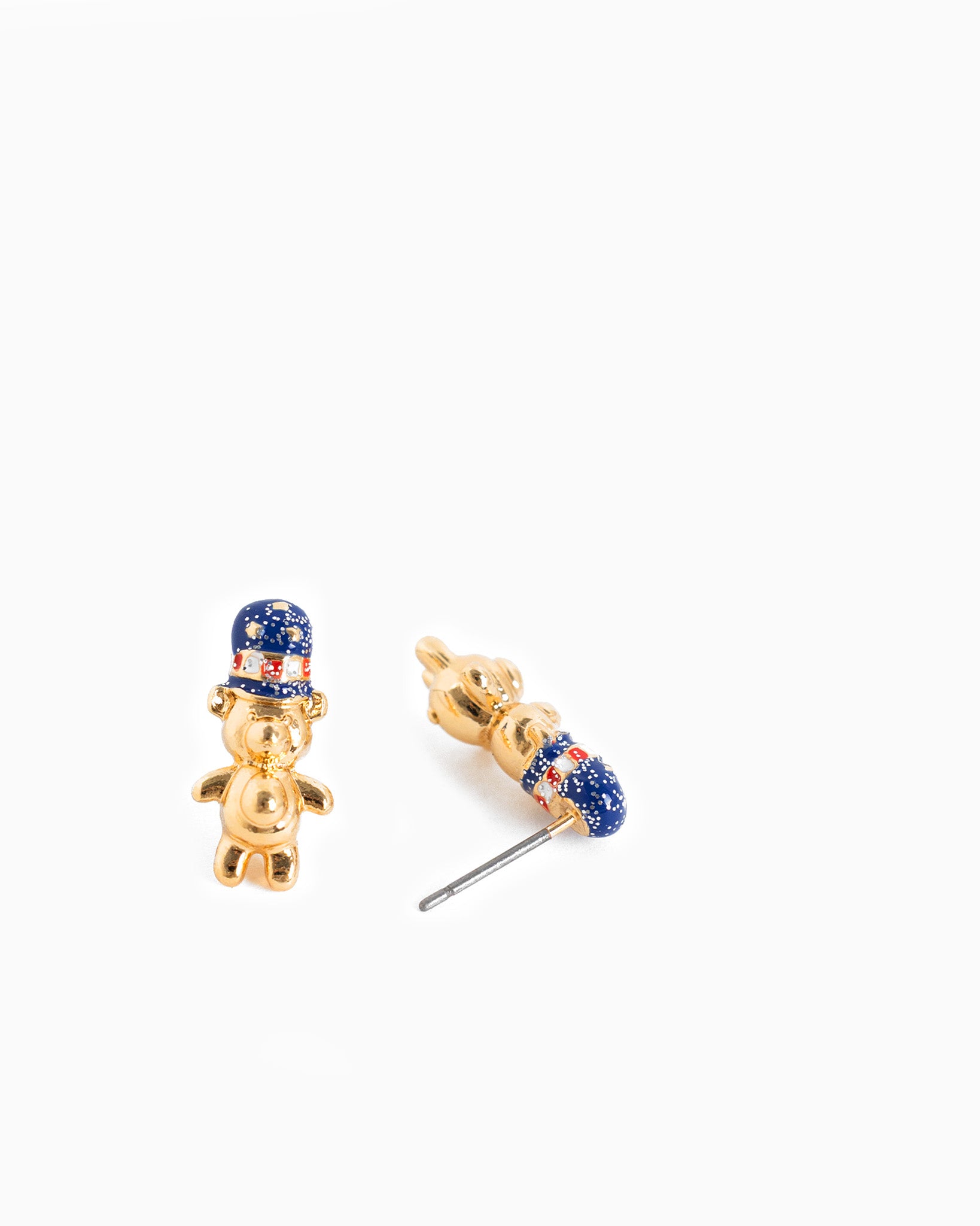 Americana Glitter Teddy Bear Stud Earrings