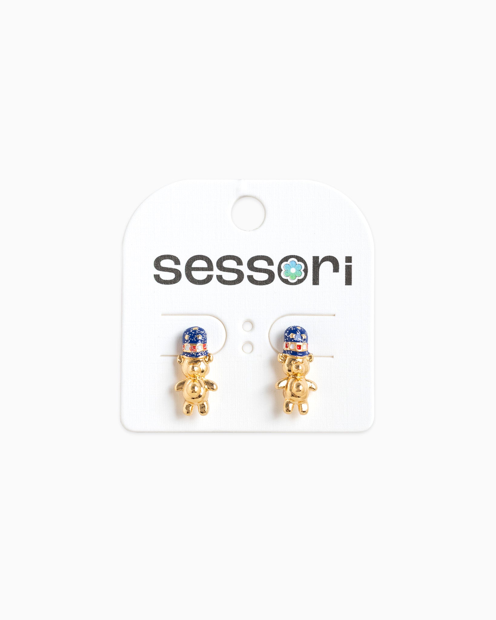 Americana Glitter Teddy Bear Stud Earrings