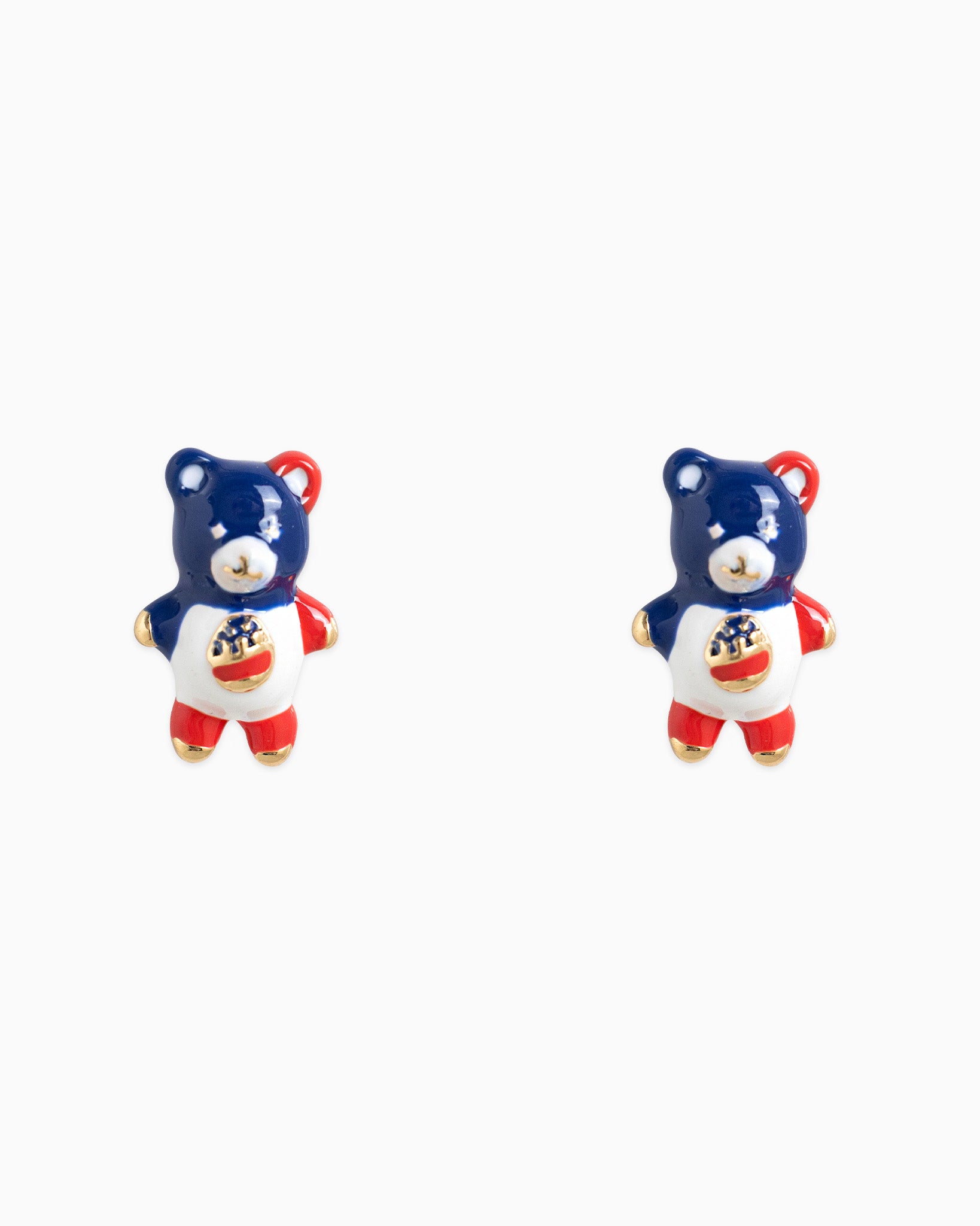 Americana Teddy Bear Stud Earrings