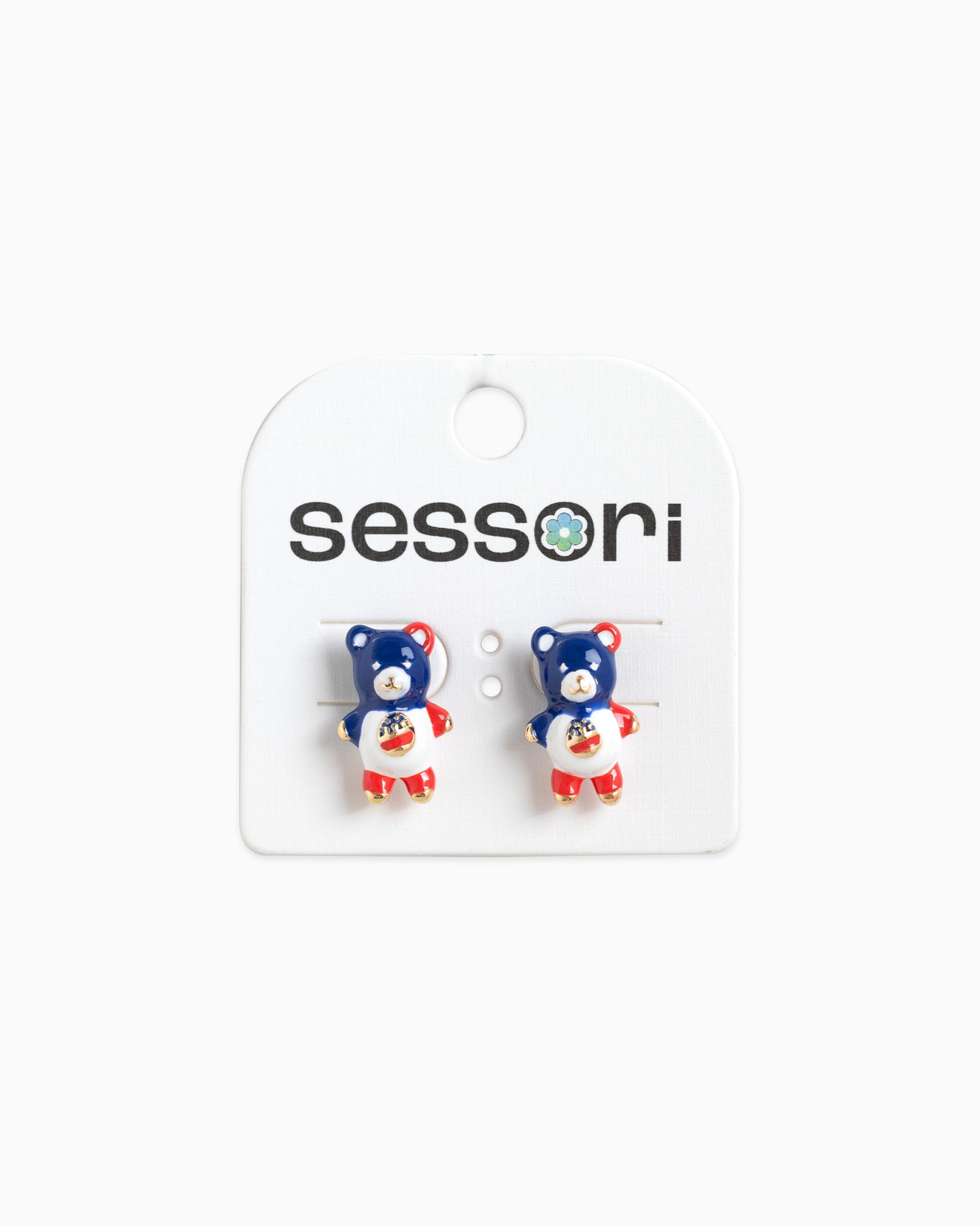 Americana Teddy Bear Stud Earrings