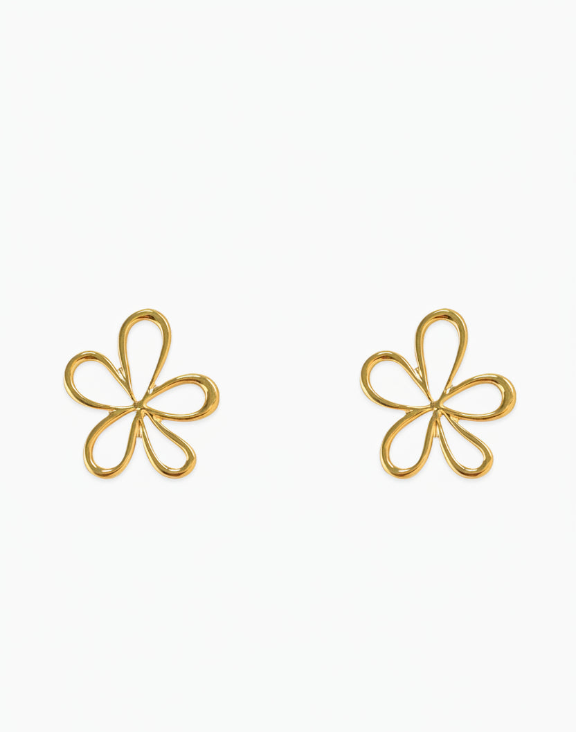 Stainless Line Flower Earrings