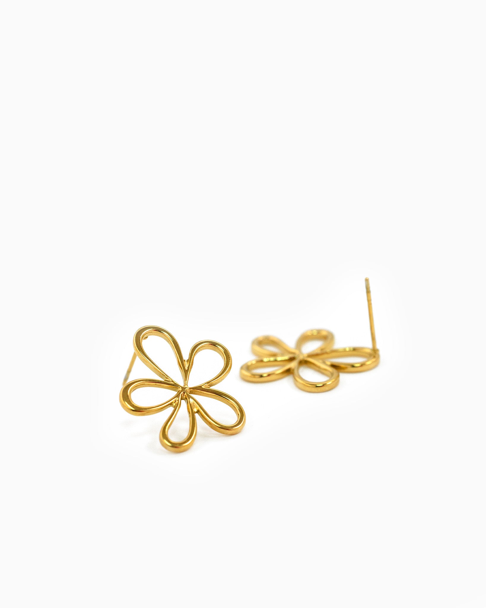 Stainless Line Flower Earrings