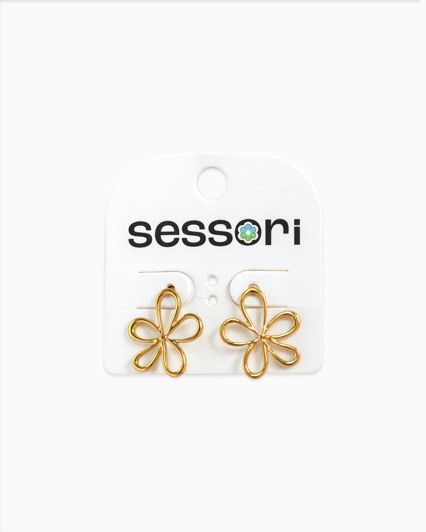 Stainless Line Flower Earrings