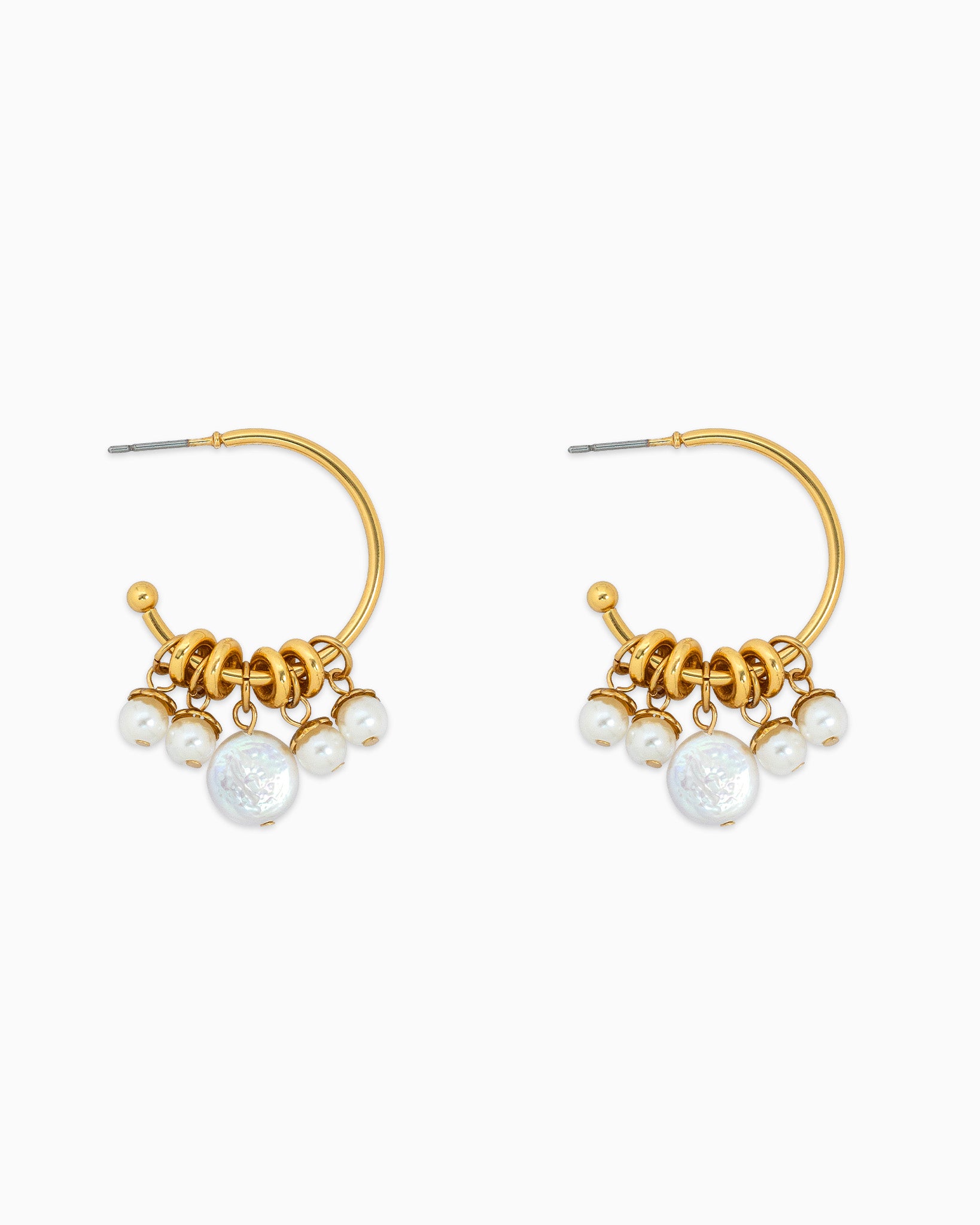 Freshwater Pearl Rondelle Hoop Earrings